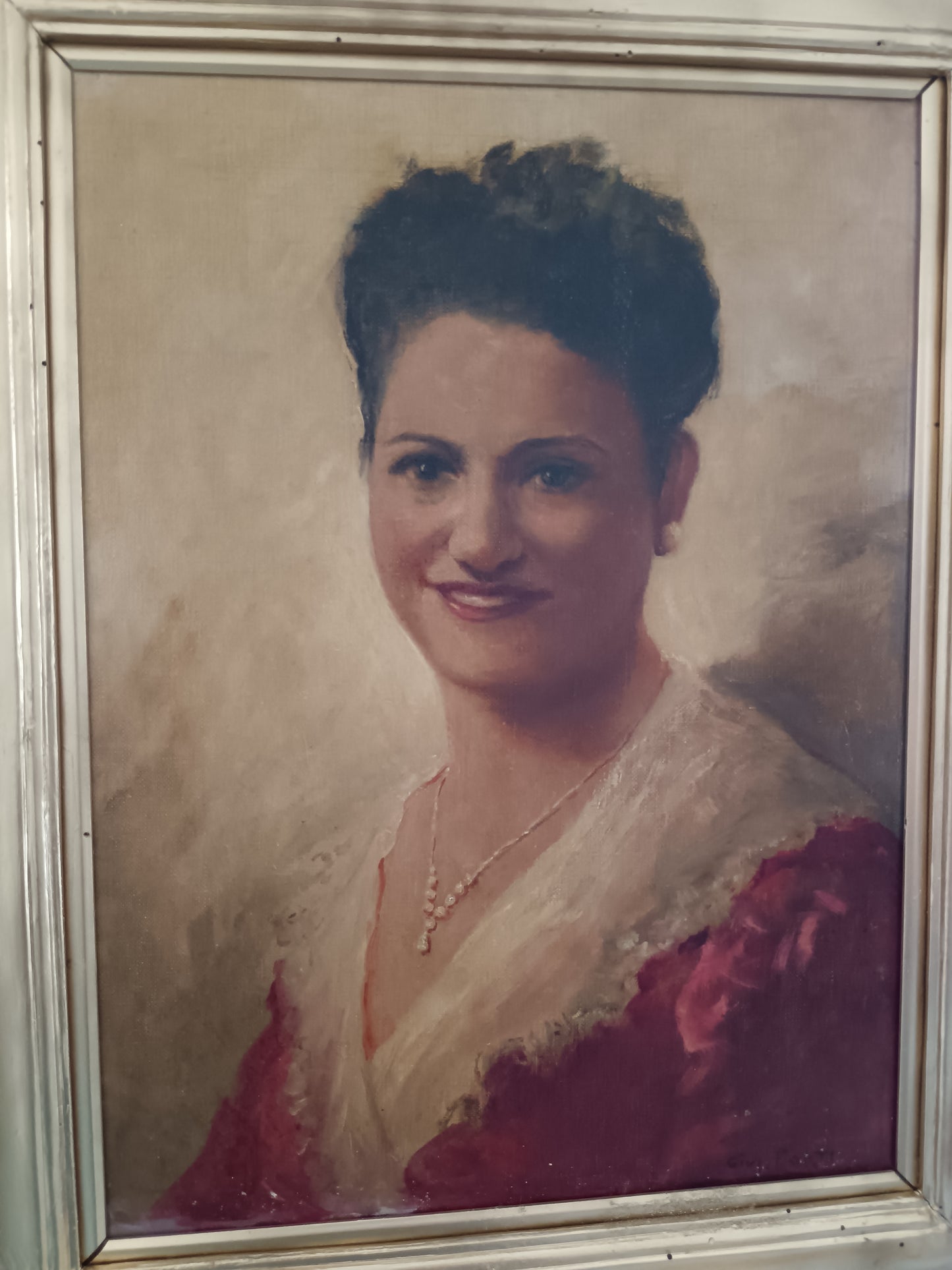 Giuseppe Forti (Roma 1897) – Ritratto di Signora, Olio su Tela Applicata su Tavola, Firmato, Cornice Coeva