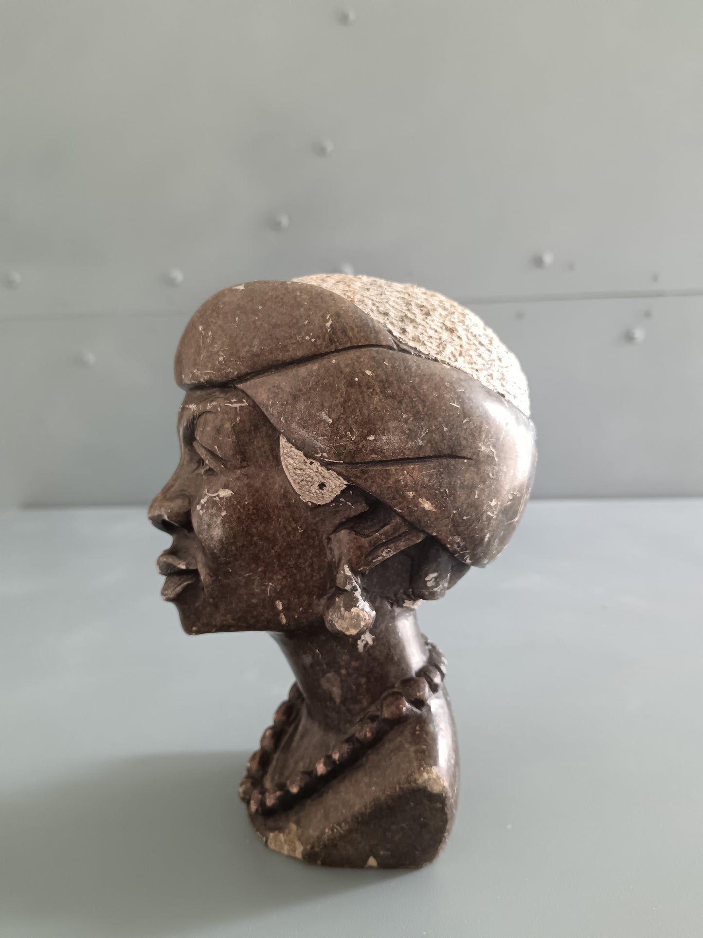 Scultura Africana Shona in Pietra – Busto Femminile Scolpito a Mano