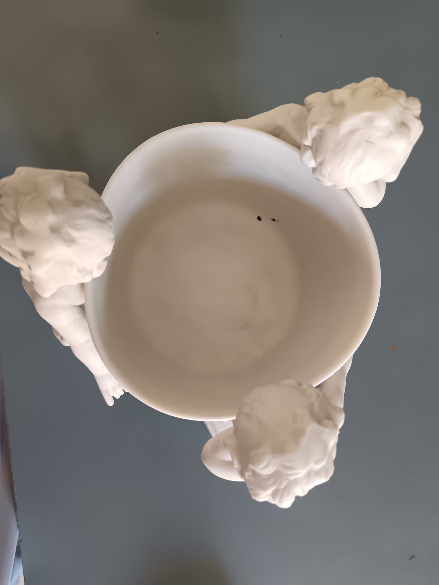 Centrotavola Portavaso Biscuit Napoletano con 3 Putti Cherubini Stile Capodimonte