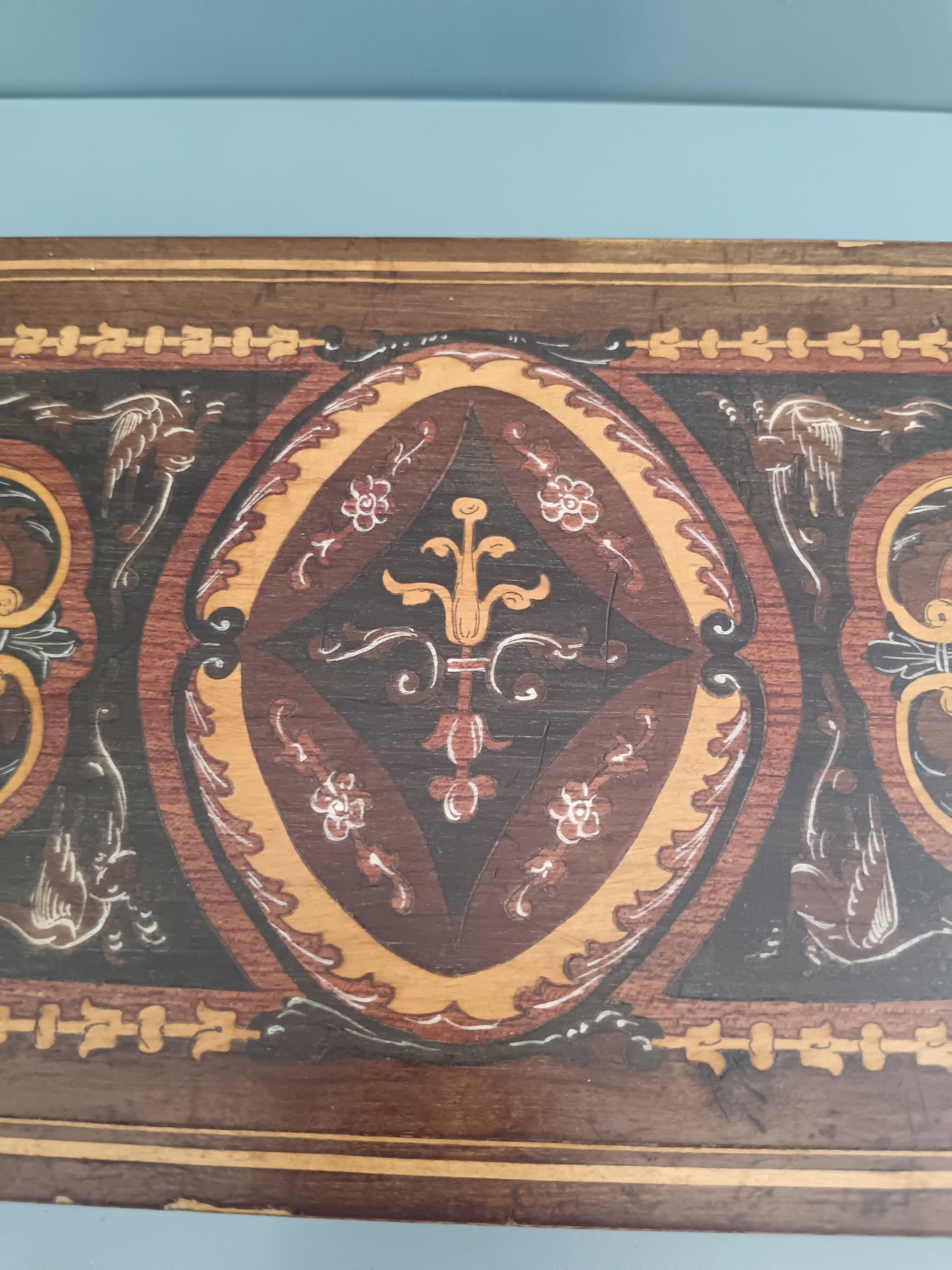 Antico Cofanetto Intarsiato Stile Sorrento Fine '800 Portadocumenti Scrittoio Legno Decorato