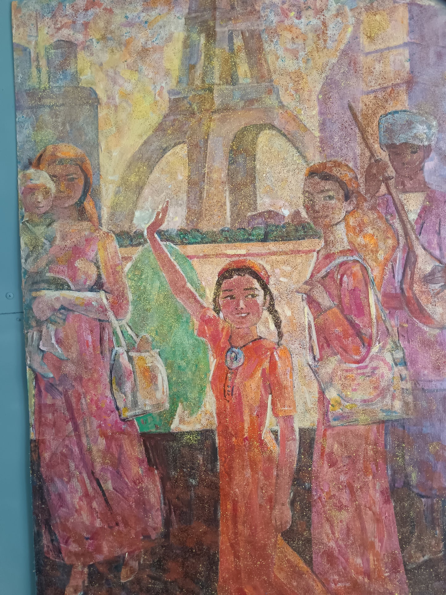 Mukhamet Aman Baga (1948-2005) – Guests of Paris, 2008 – Olio, Acrilico e Tecnica Mista su Cartoncino – Opera Catalogata