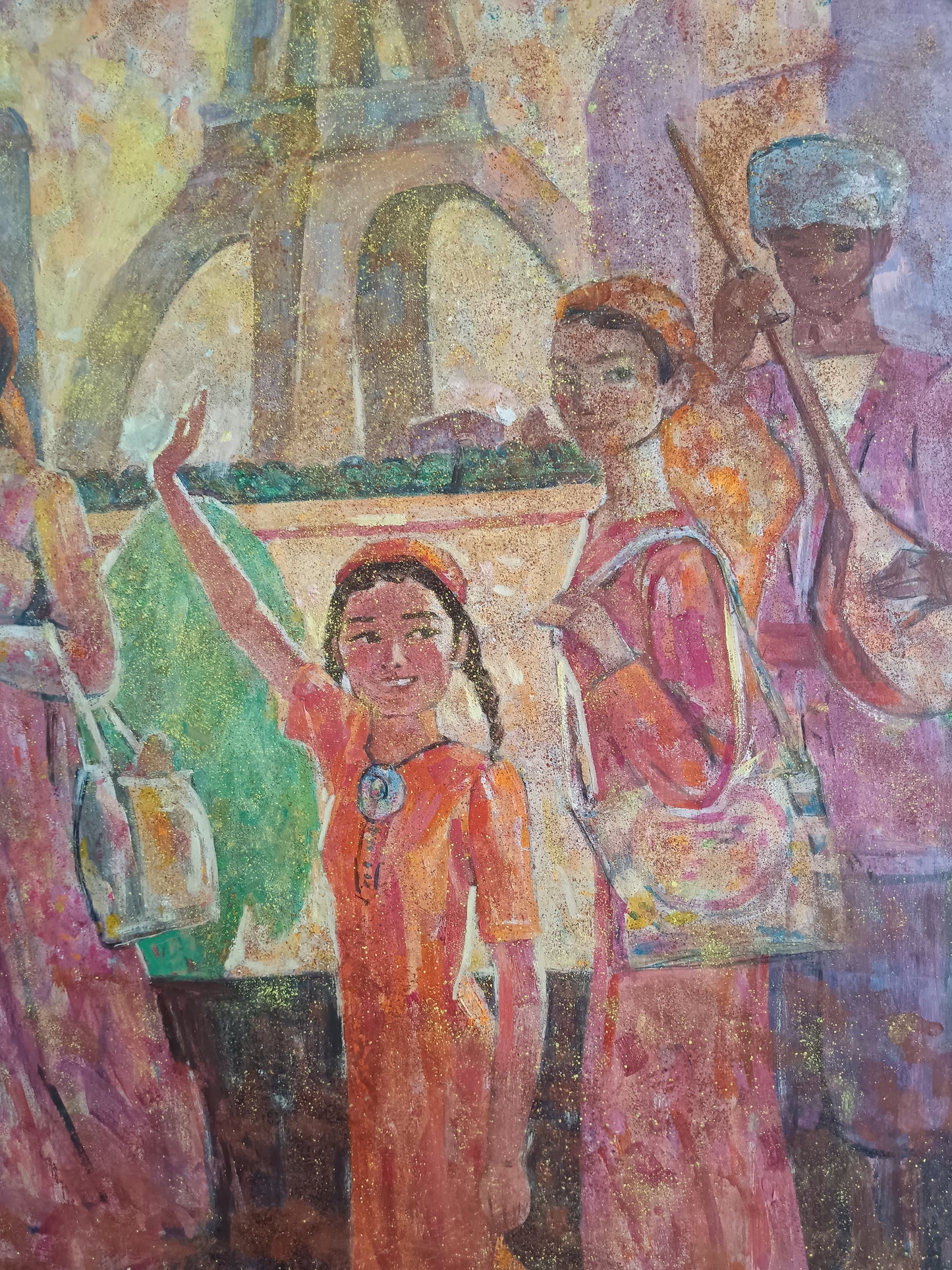 Mukhamet Aman Baga (1948-2005) – Guests of Paris, 2008 – Olio, Acrilico e Tecnica Mista su Cartoncino – Opera Catalogata