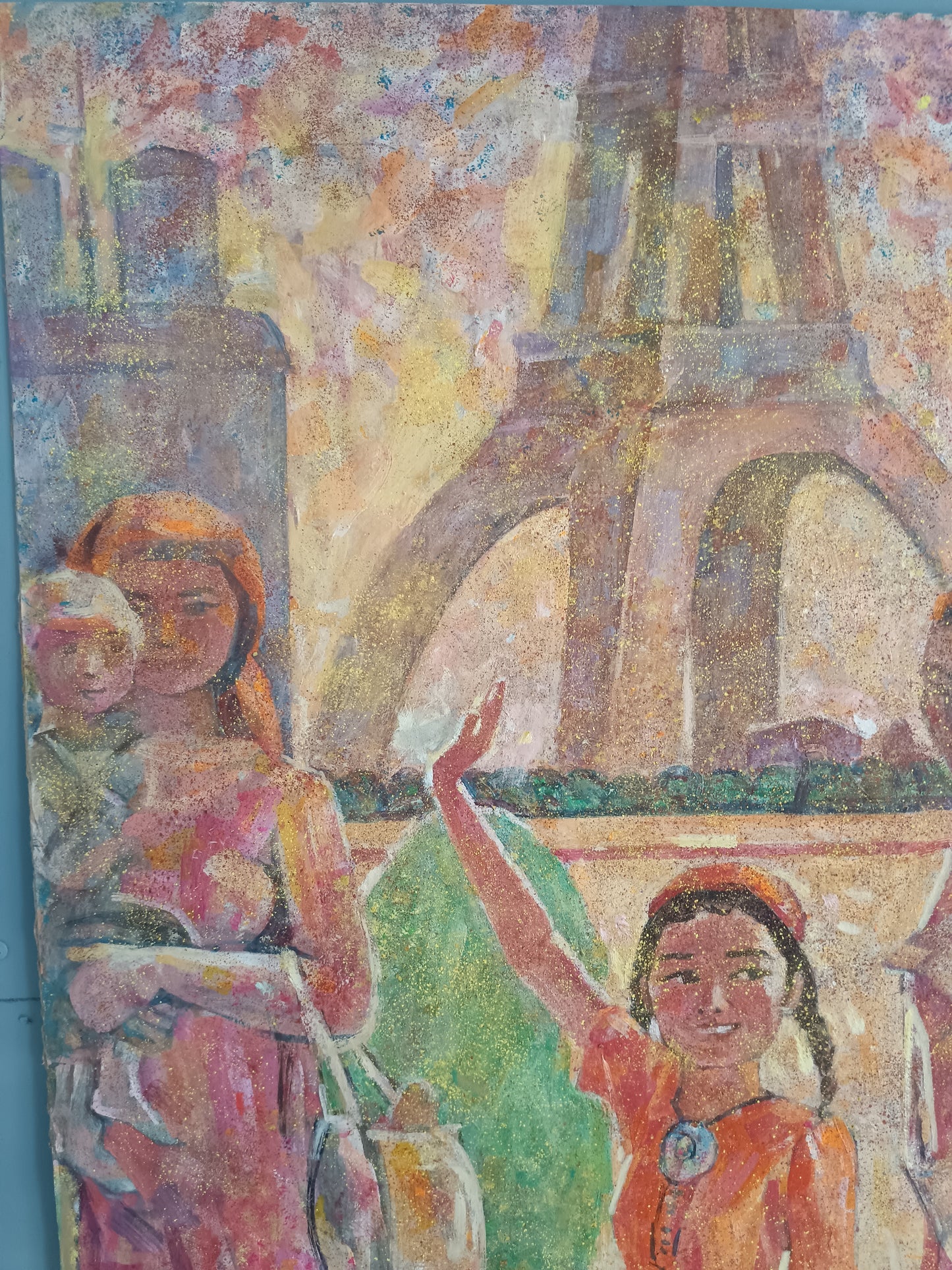 Mukhamet Aman Baga (1948-2005) – Guests of Paris, 2008 – Olio, Acrilico e Tecnica Mista su Cartoncino – Opera Catalogata