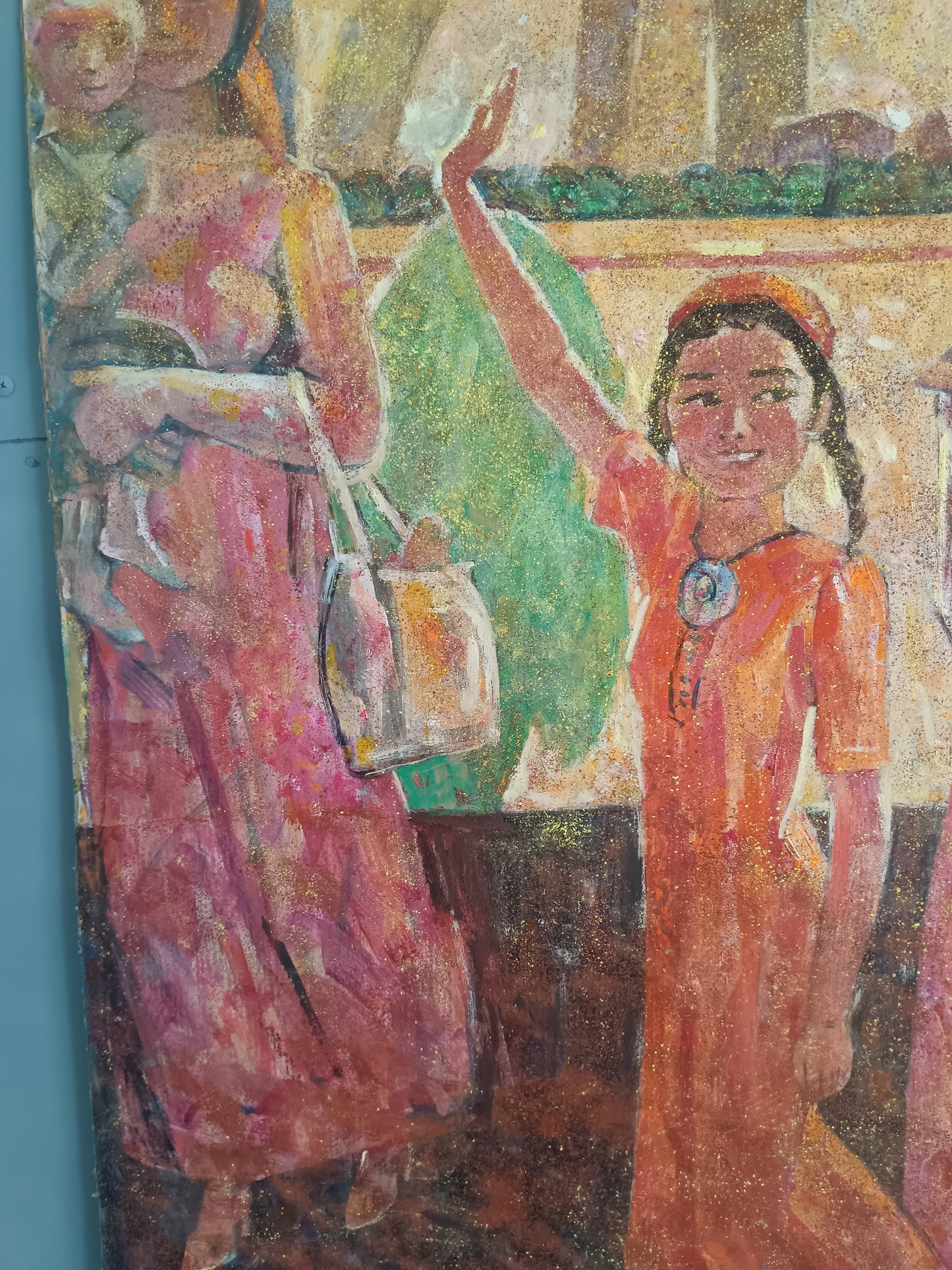 Mukhamet Aman Baga (1948-2005) – Guests of Paris, 2008 – Olio, Acrilico e Tecnica Mista su Cartoncino – Opera Catalogata