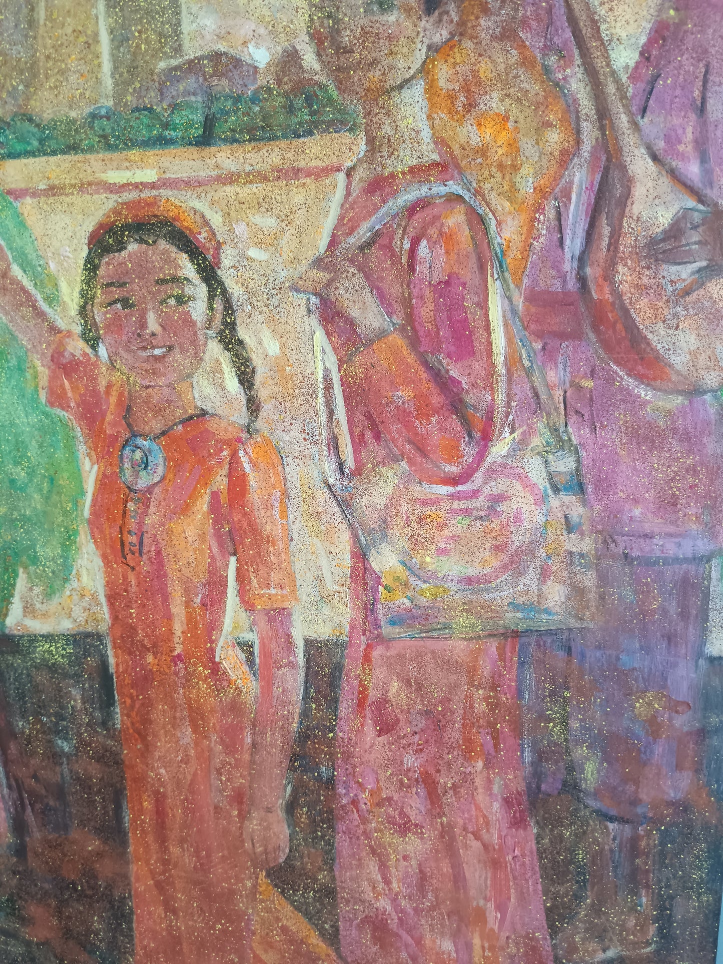 Mukhamet Aman Baga (1948-2005) – Guests of Paris, 2008 – Olio, Acrilico e Tecnica Mista su Cartoncino – Opera Catalogata