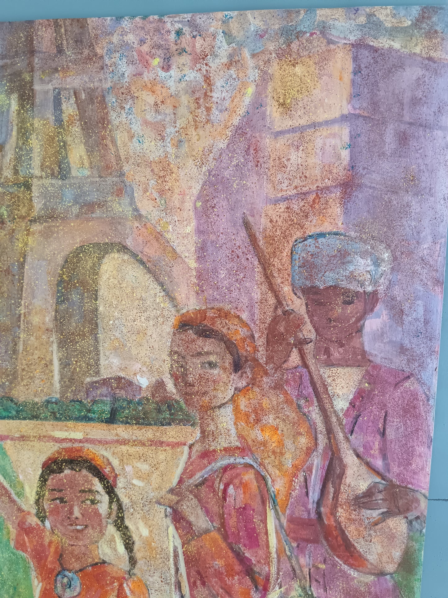 Mukhamet Aman Baga (1948-2005) – Guests of Paris, 2008 – Olio, Acrilico e Tecnica Mista su Cartoncino – Opera Catalogata