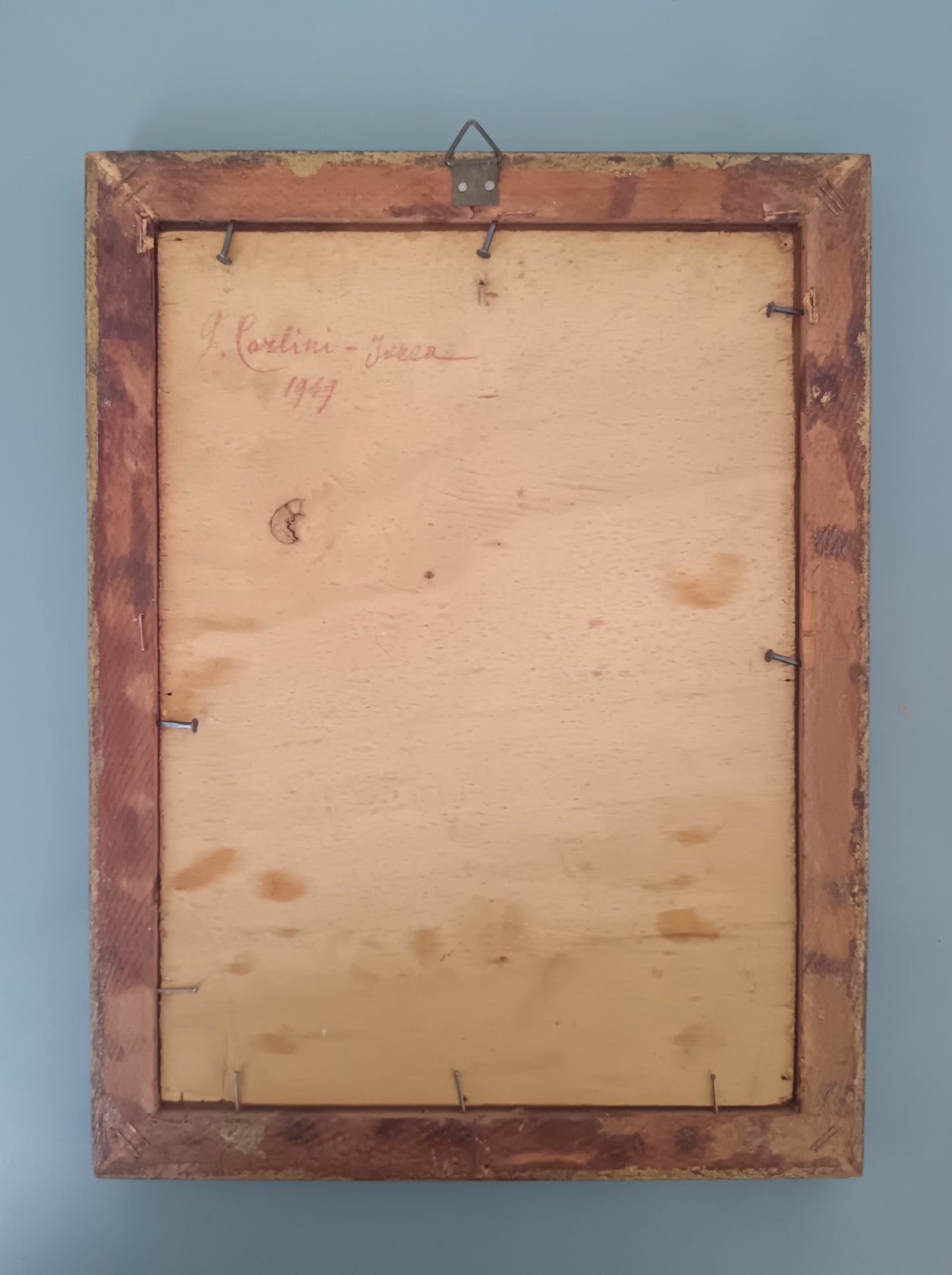 G. Carlini 1949 Olio su Tavola Paesaggio Alpino con Gregge di Capre