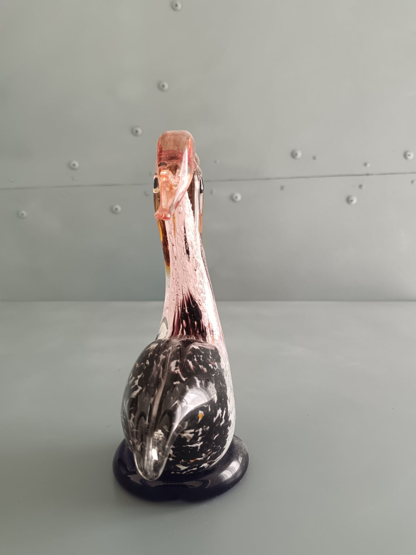 Pellicano in Vetro Artistico di Murano con Pesce nel Becco – Scultura Vintage Soffiata