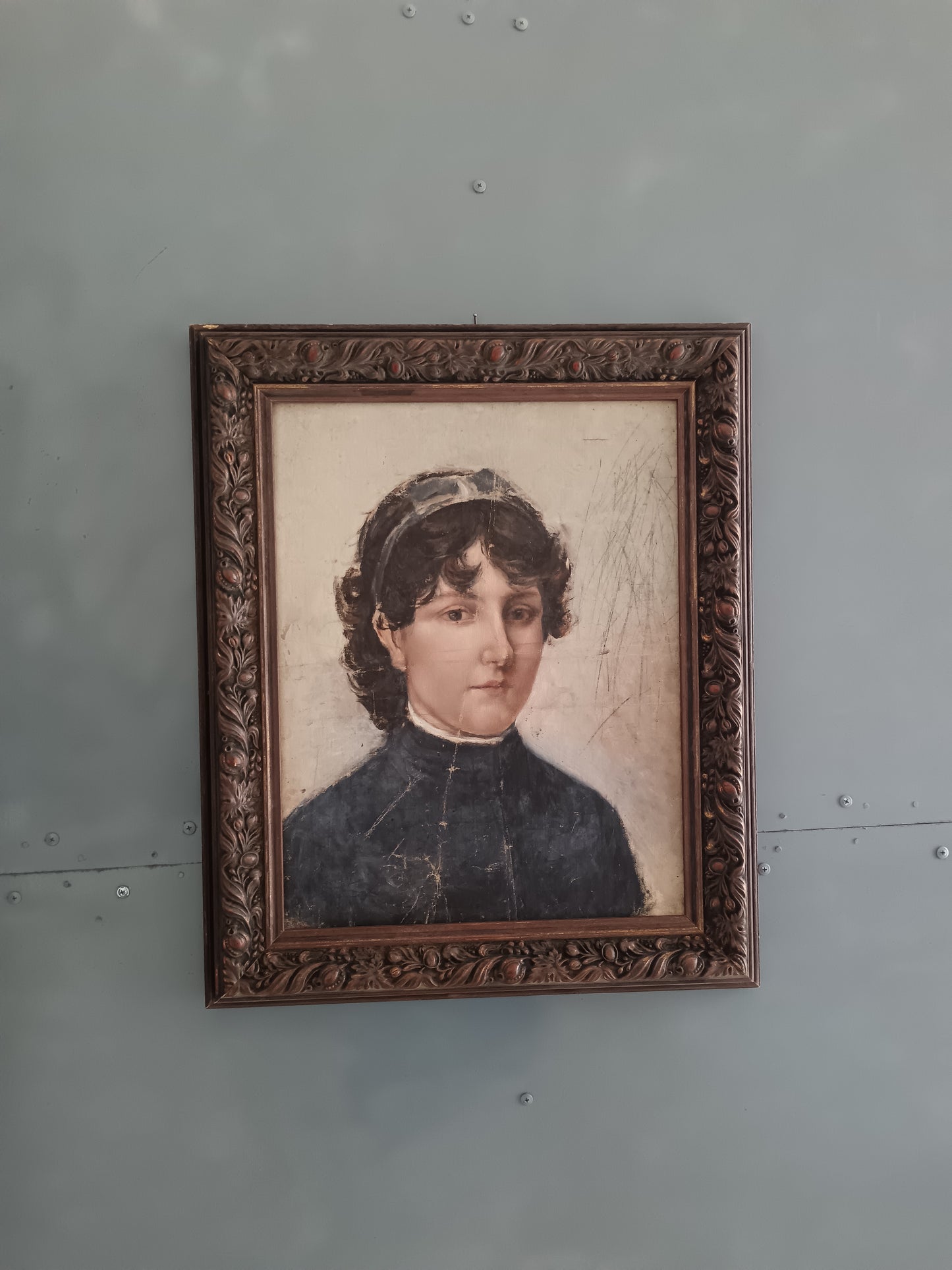 Ritratto di Giovane Donna – Olio su Tela Applicata su Tavola, Italia Fine '800