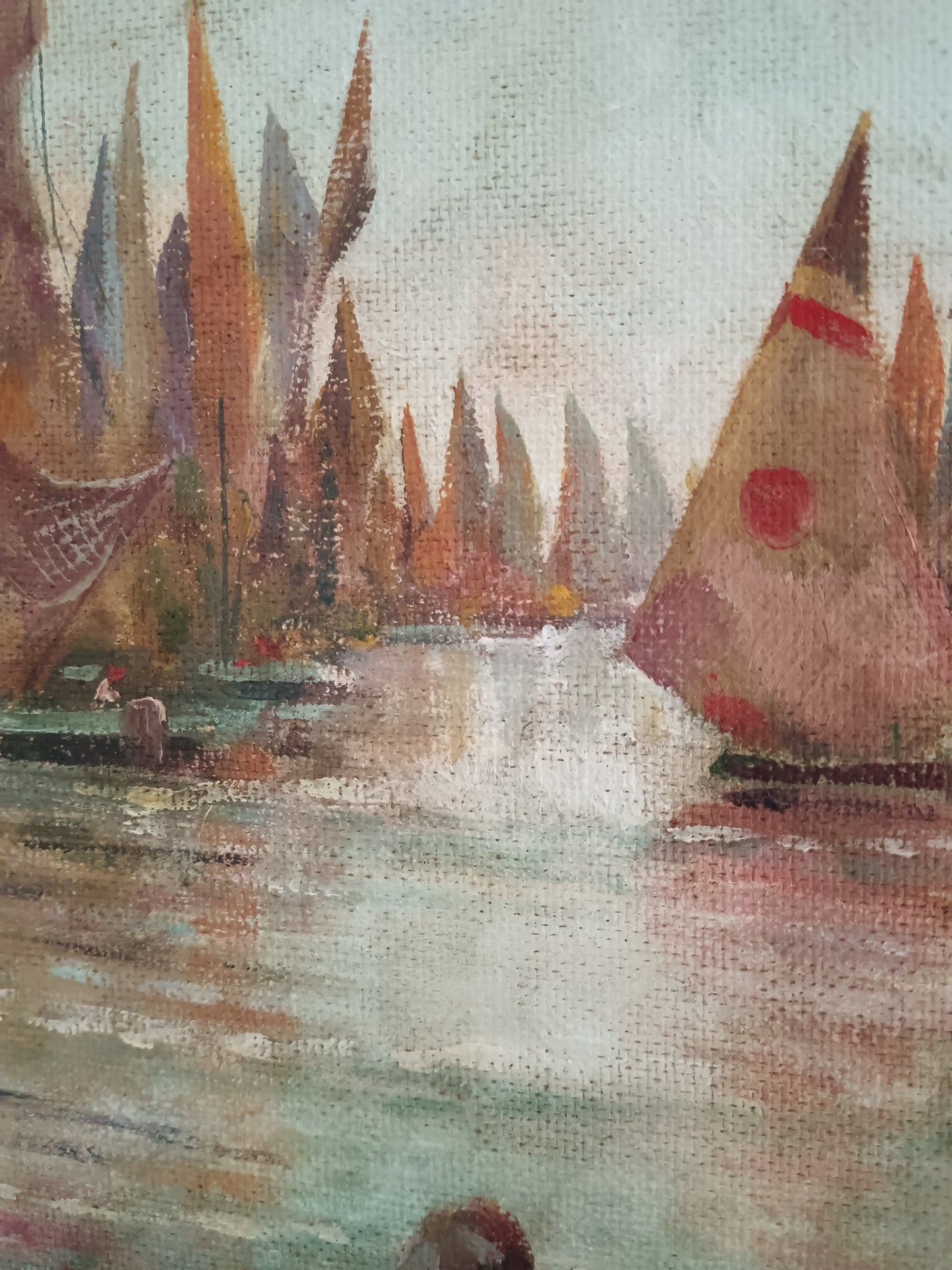 Giuseppe Galletti (1911-1993) – Marina con Regata di Vele – Olio su Tela Firmato