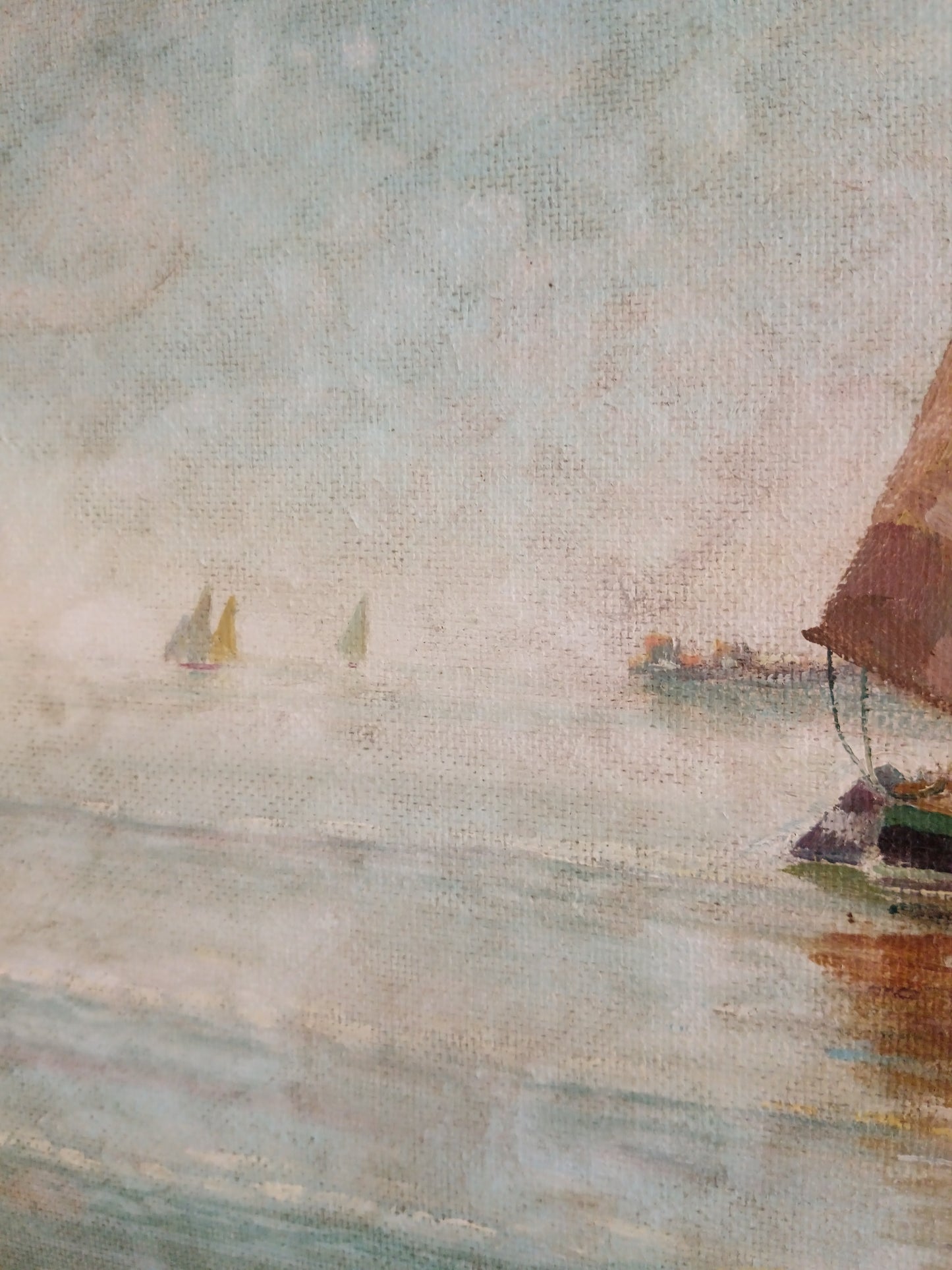 Giuseppe Galletti (1911-1993) – Marina con Regata di Vele – Olio su Tela Firmato
