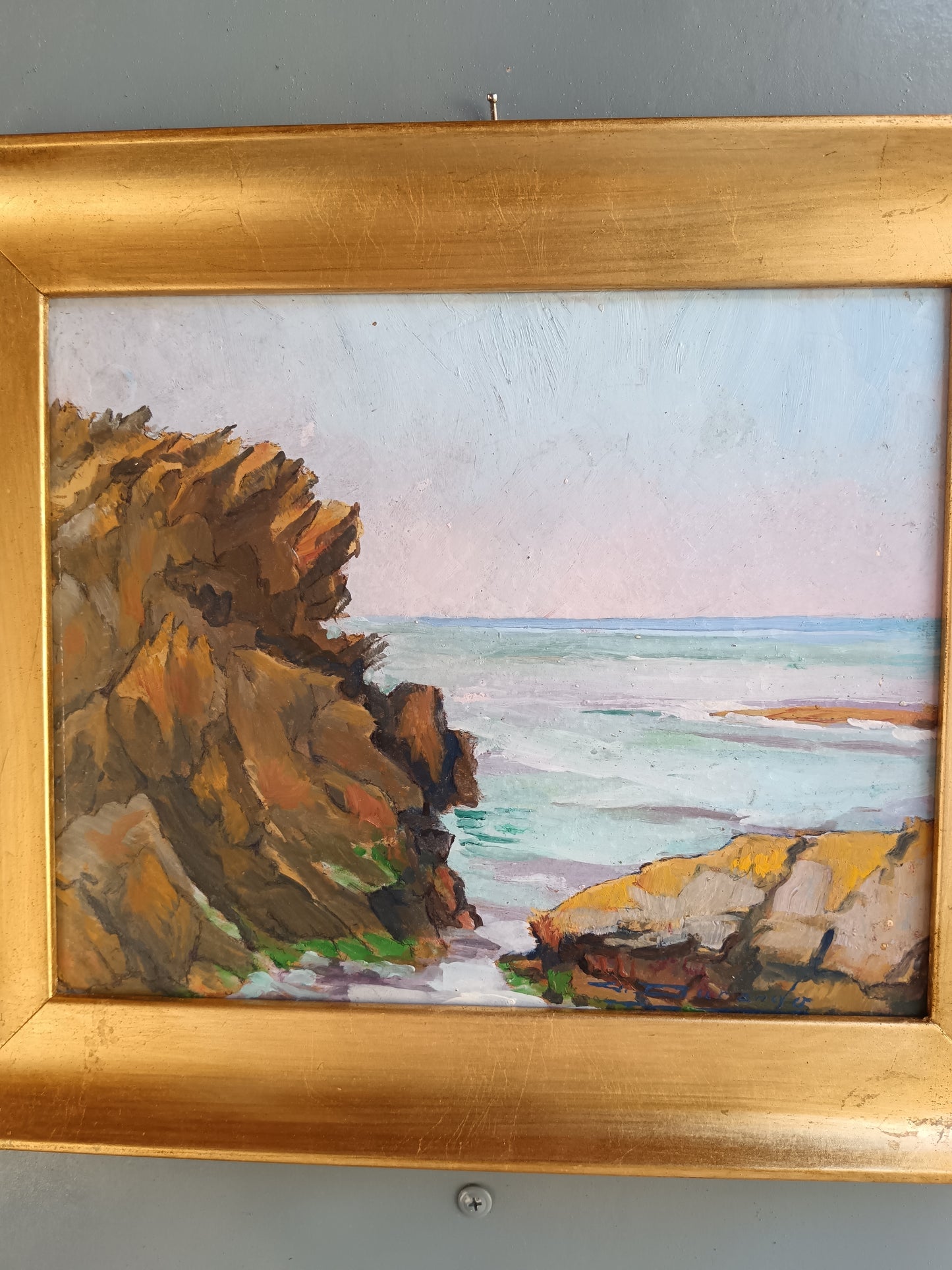 Giuseppe Felice Durando (Torino, 1882 – 1968)
Marina con Scogliera
Pregevole dipinto ad olio su masonite .