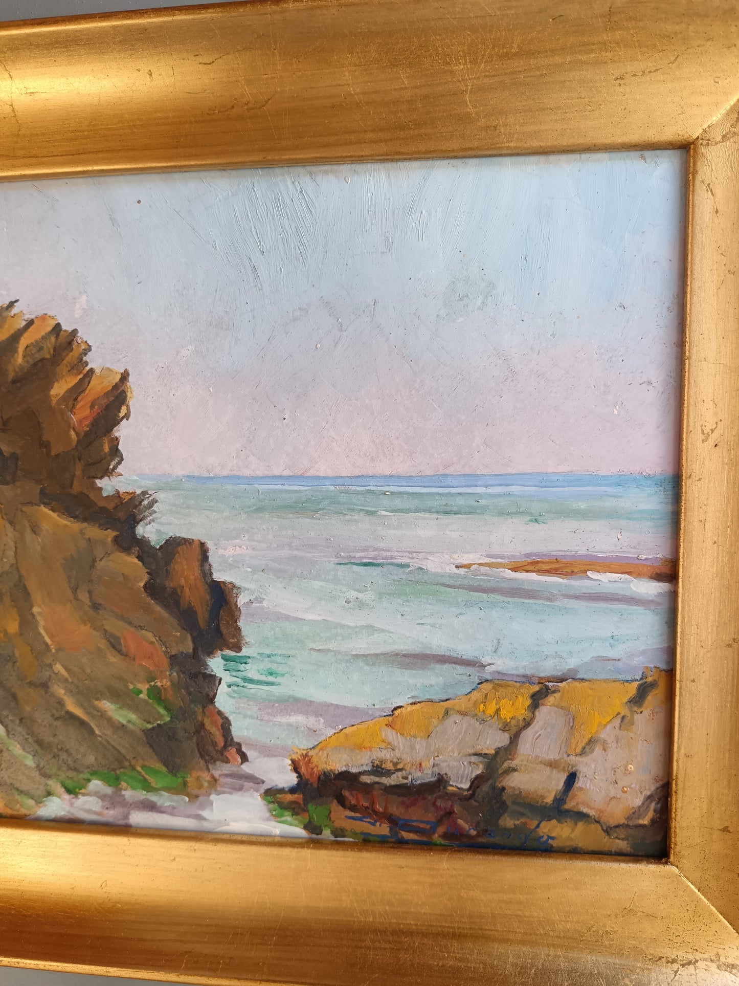 Giuseppe Felice Durando (Torino, 1882 – 1968)
Marina con Scogliera
Pregevole dipinto ad olio su masonite .