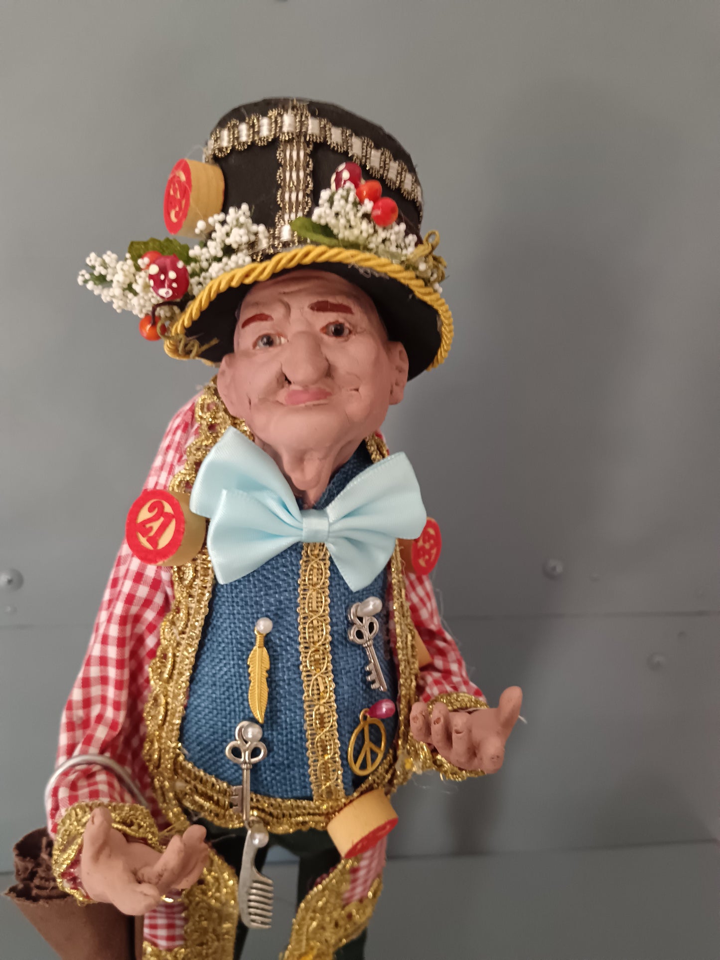 Sciò Sciò Napoletano Artigianale 42 cm Testa Mani Piedi in Argilla Occhi in Vetro