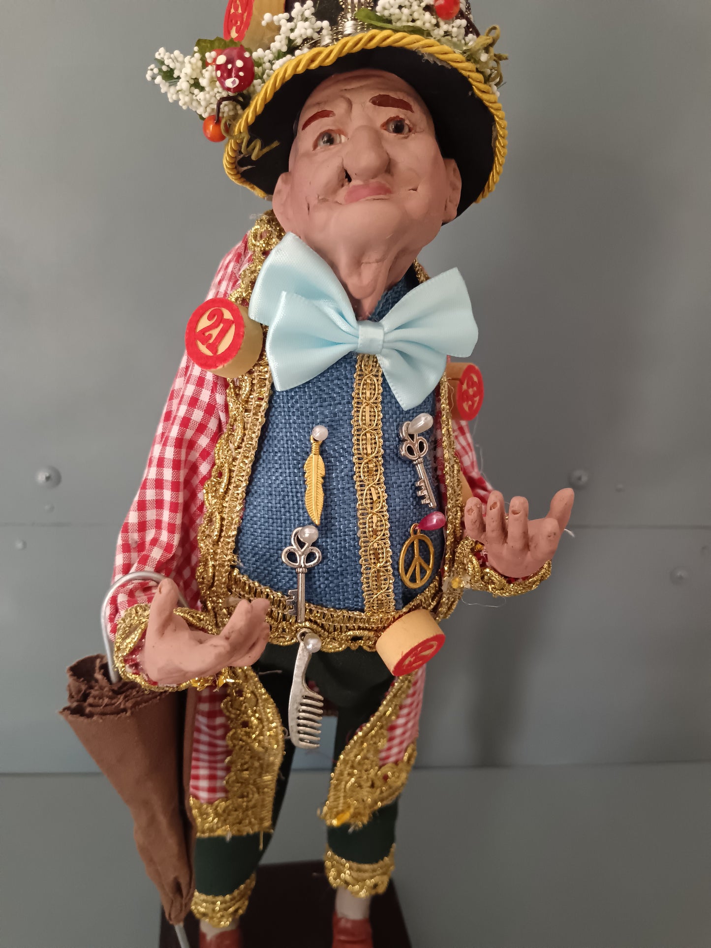Sciò Sciò Napoletano Artigianale 42 cm Testa Mani Piedi in Argilla Occhi in Vetro