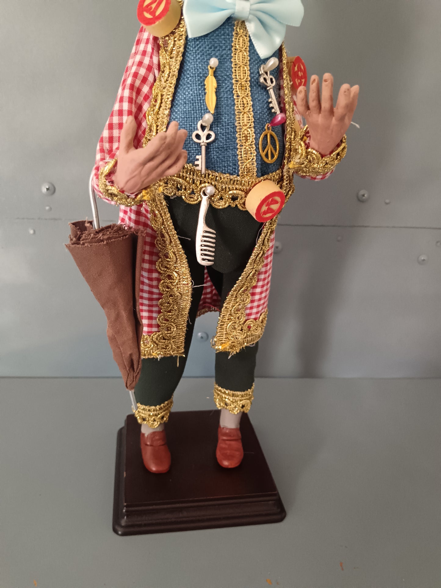 Sciò Sciò Napoletano Artigianale 42 cm Testa Mani Piedi in Argilla Occhi in Vetro
