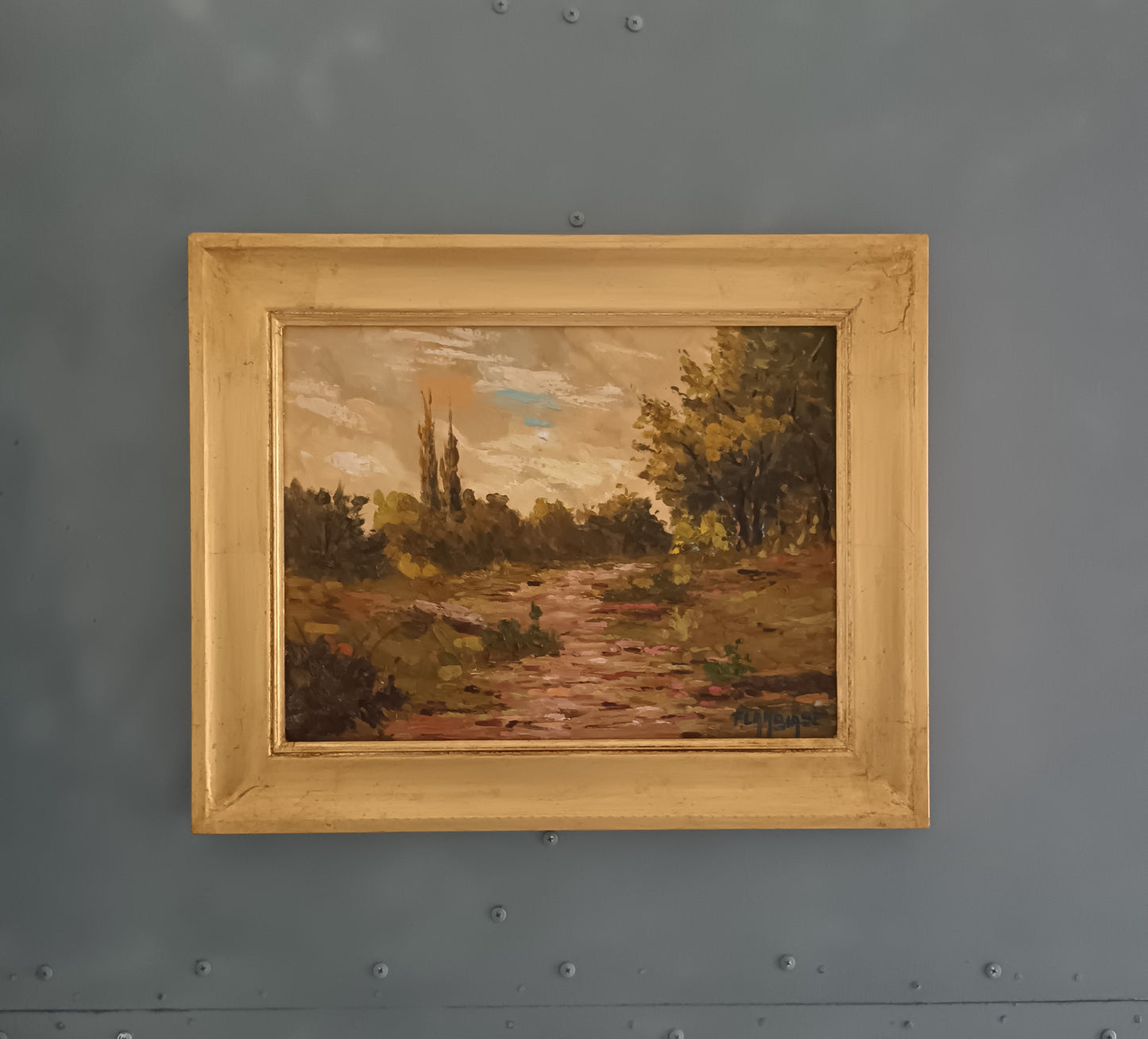 F. Lambiase - Paesaggio Campestre con Sentiero, Olio su Tela