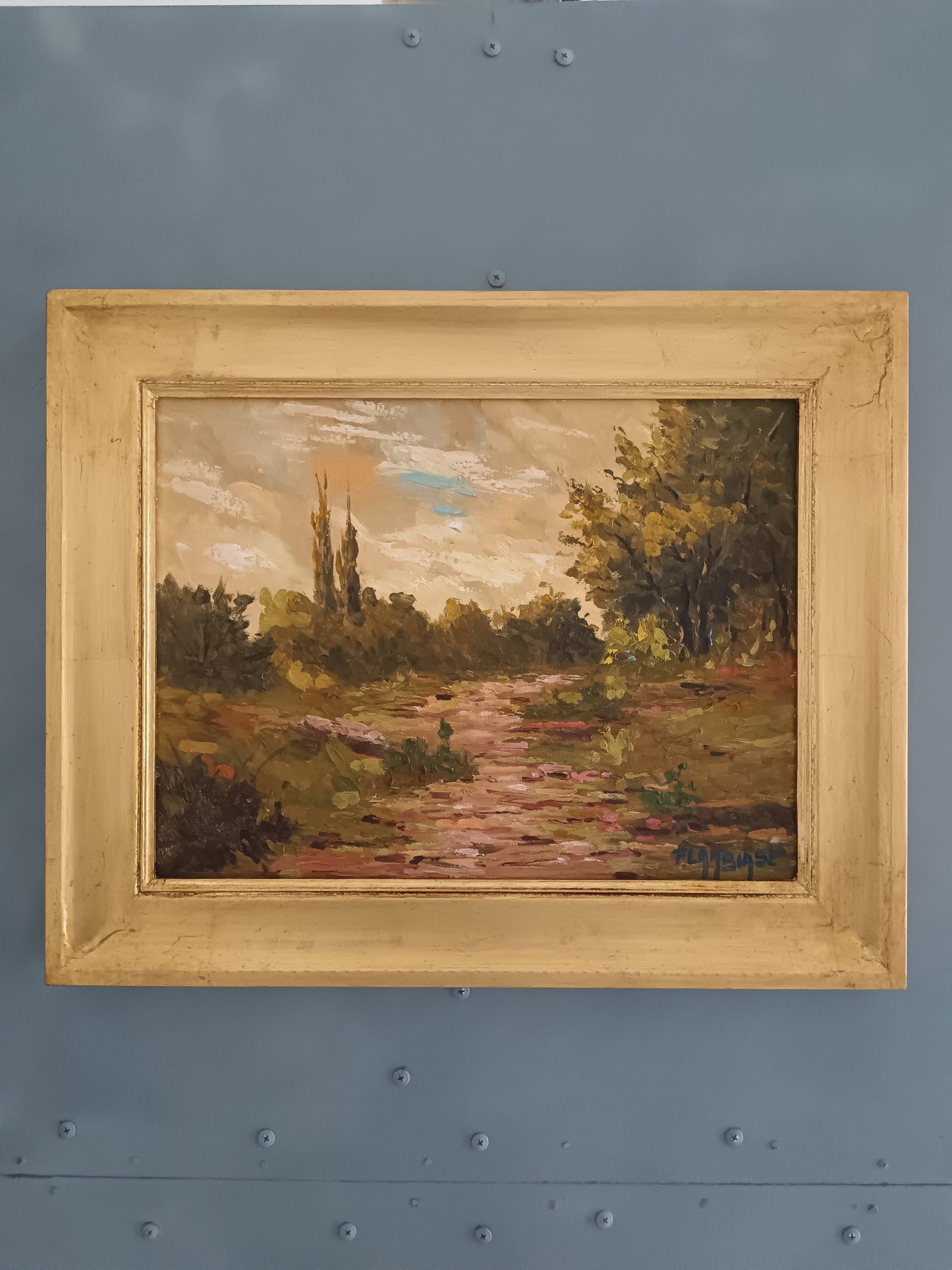 F. Lambiase - Paesaggio Campestre con Sentiero, Olio su Tela