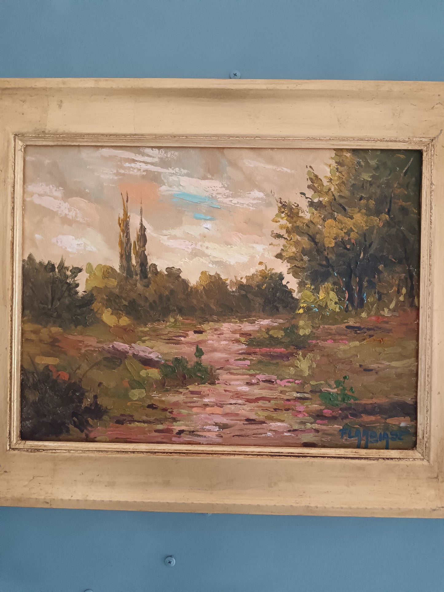 F. Lambiase - Paesaggio Campestre con Sentiero, Olio su Tela