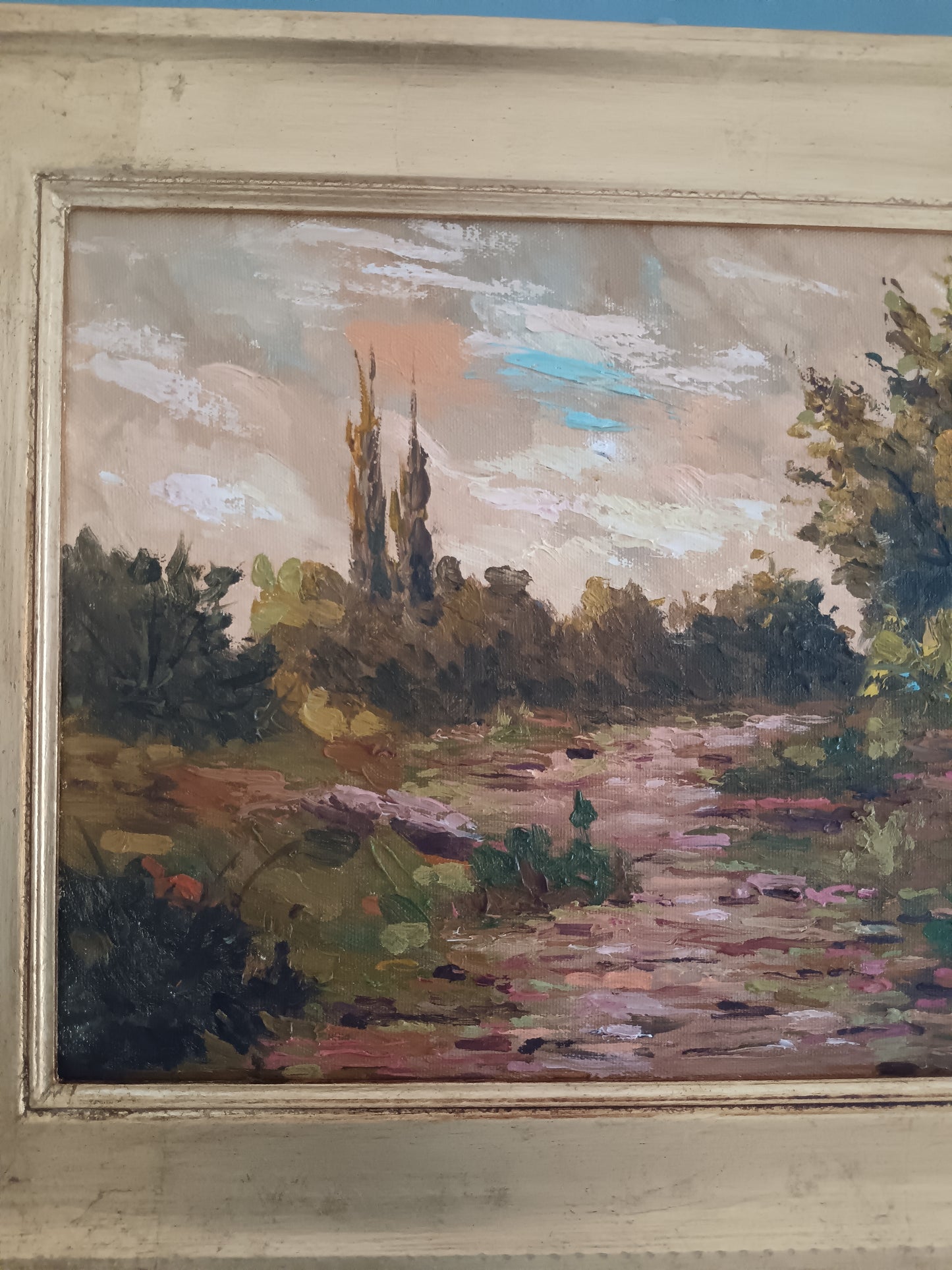 F. Lambiase - Paesaggio Campestre con Sentiero, Olio su Tela