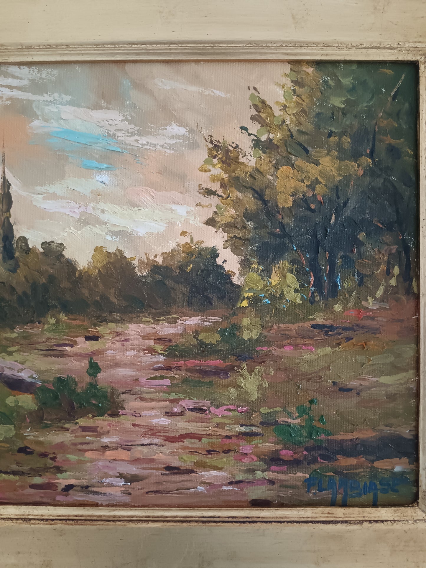 F. Lambiase - Paesaggio Campestre con Sentiero, Olio su Tela