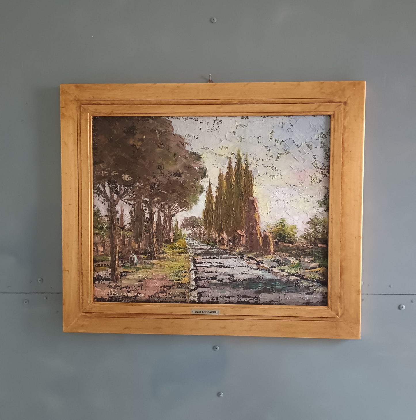 Ugo Boscaino (1931-2010) "Appia Antica" 1979 Olio a Spatola su Tela