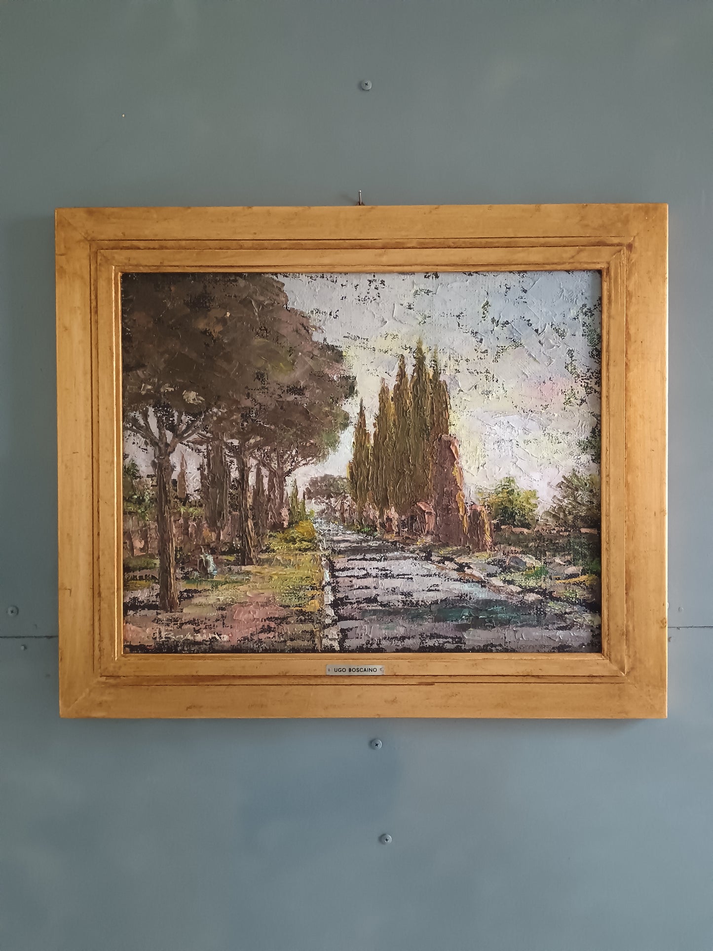 Ugo Boscaino (1931-2010) "Appia Antica" 1979 Olio a Spatola su Tela