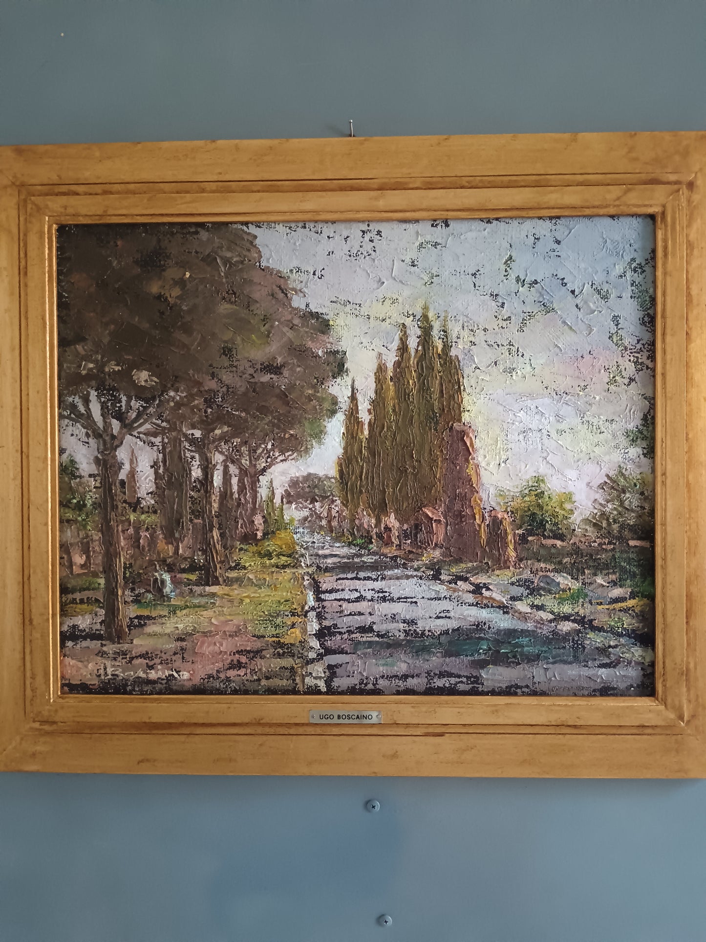 Ugo Boscaino (1931-2010) "Appia Antica" 1979 Olio a Spatola su Tela