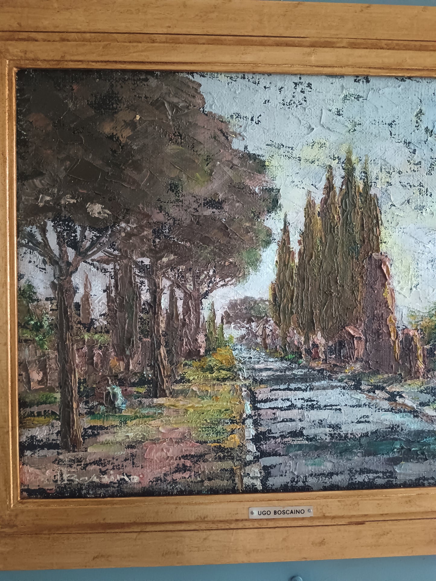 Ugo Boscaino (1931-2010) "Appia Antica" 1979 Olio a Spatola su Tela