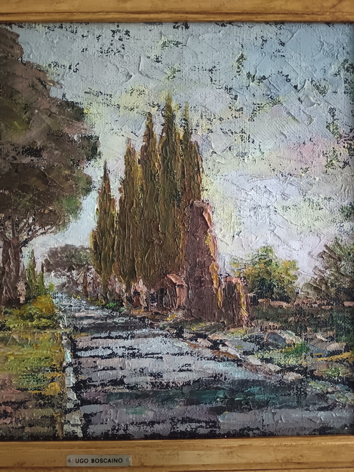 Ugo Boscaino (1931-2010) "Appia Antica" 1979 Olio a Spatola su Tela