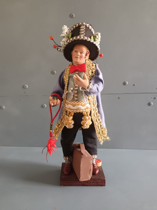 Sciò Sciò Napoletano h 32 cm Terracotta, Occhi in Vetro, Costume Tradizionale Artigianale