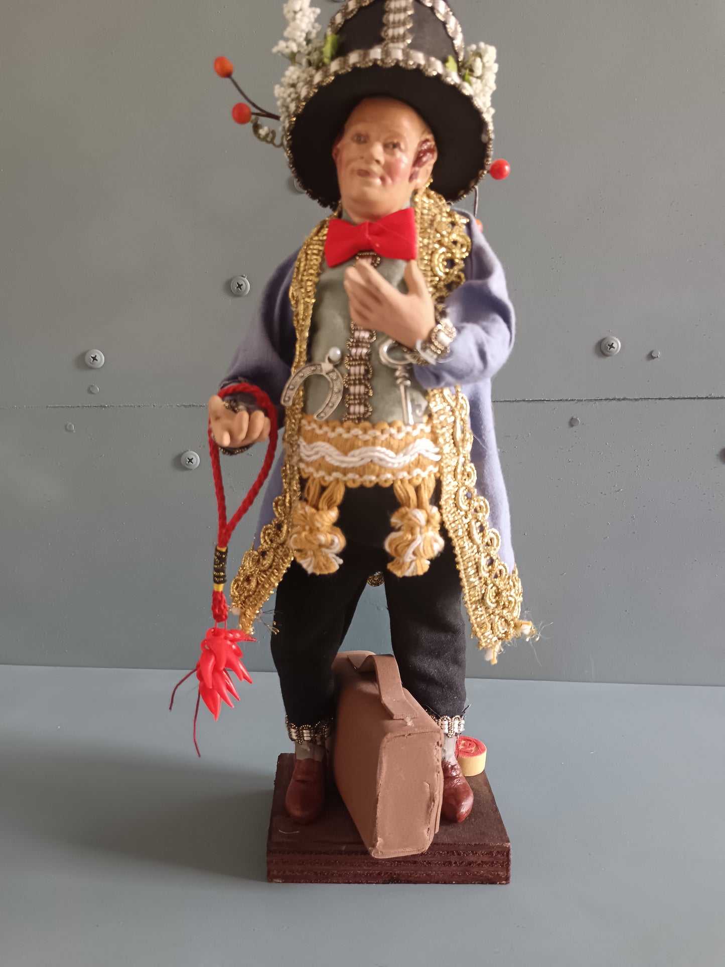 Sciò Sciò Napoletano h 32 cm Terracotta, Occhi in Vetro, Costume Tradizionale Artigianale