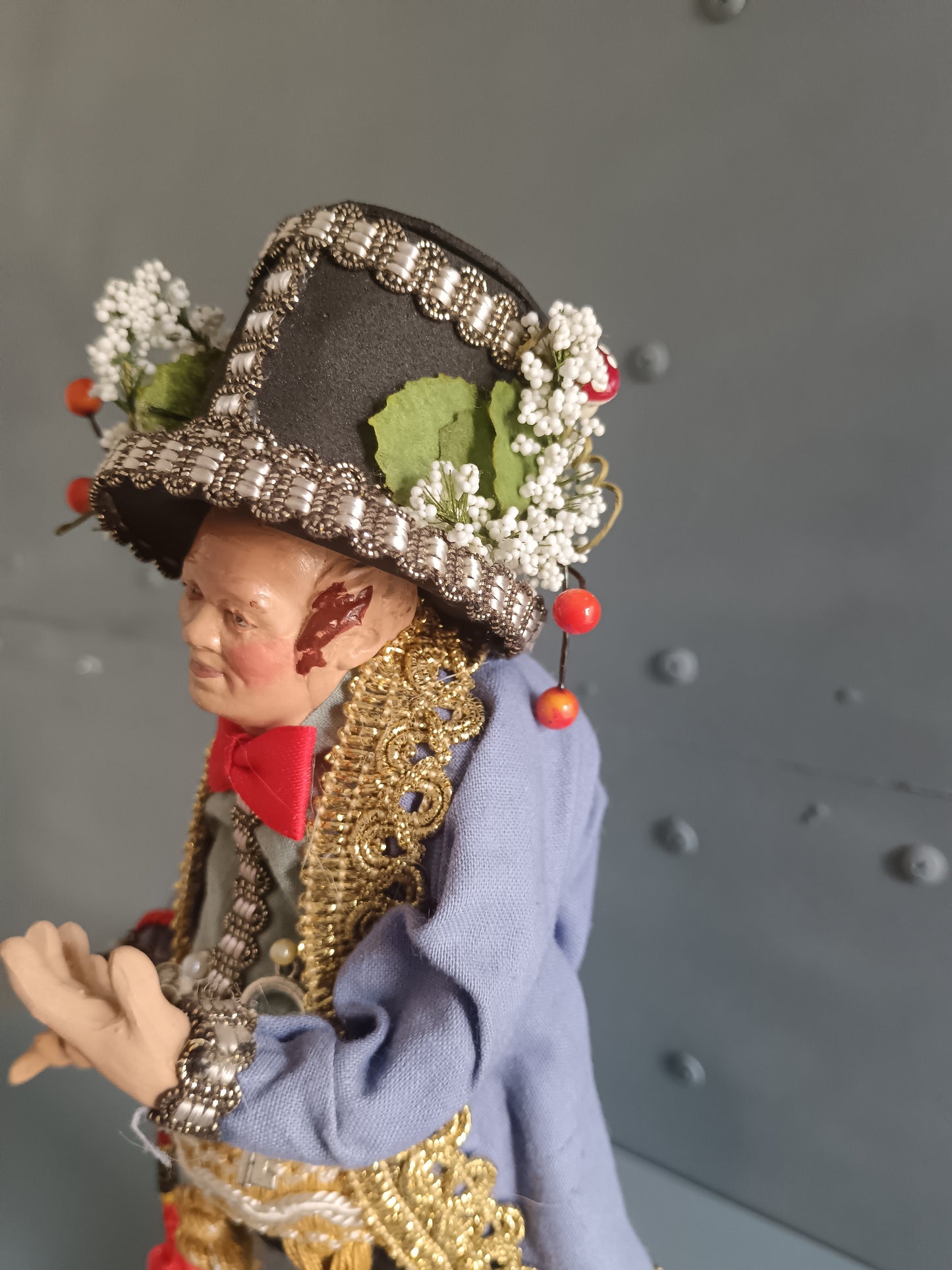 Sciò Sciò Napoletano h 32 cm Terracotta, Occhi in Vetro, Costume Tradizionale Artigianale