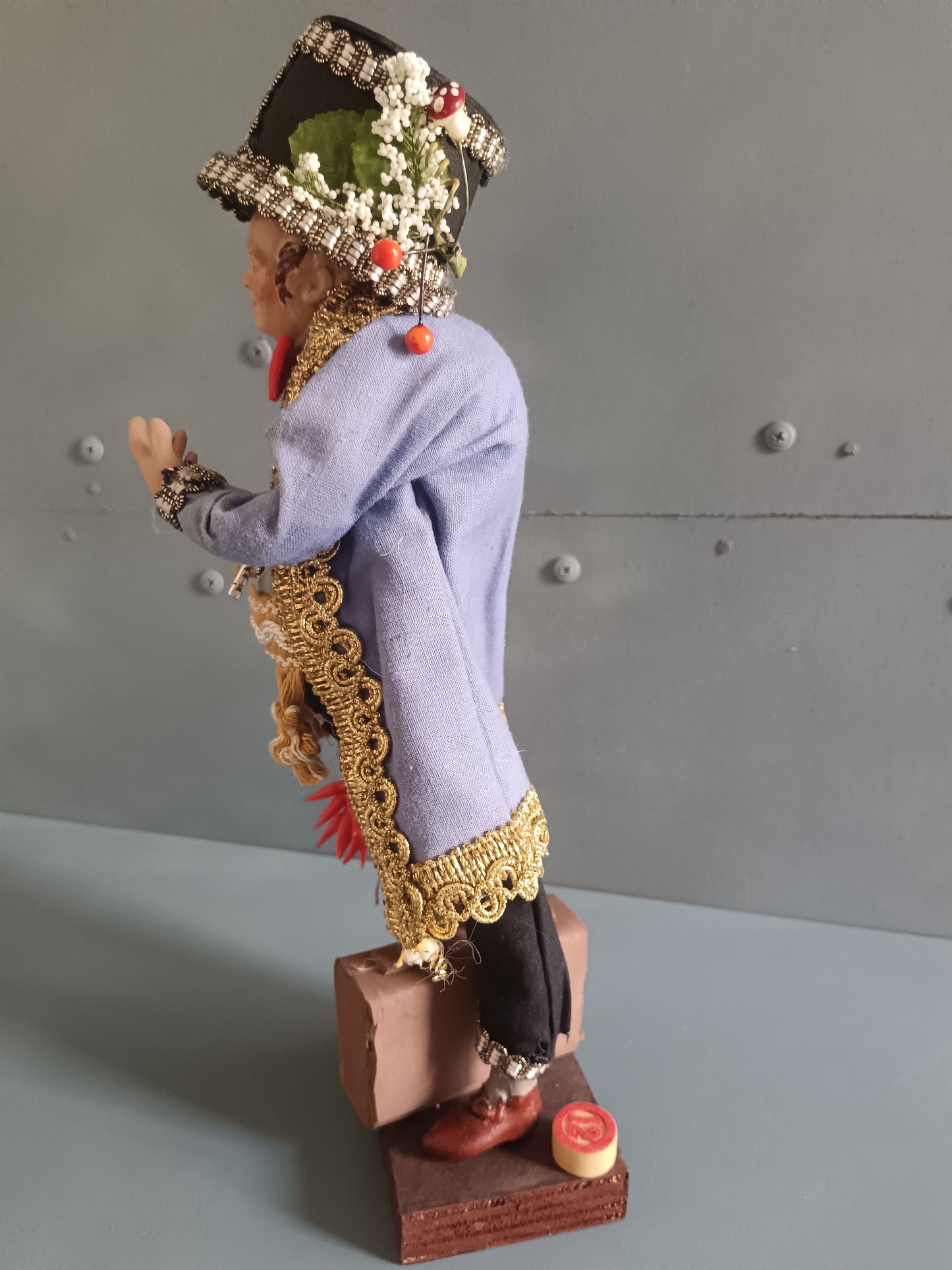Sciò Sciò Napoletano h 32 cm Terracotta, Occhi in Vetro, Costume Tradizionale Artigianale