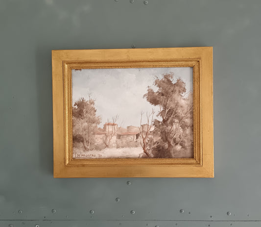 Leonardo De Magistris (1933-2010) – Olio su Tela "Paesaggio con Casolare"