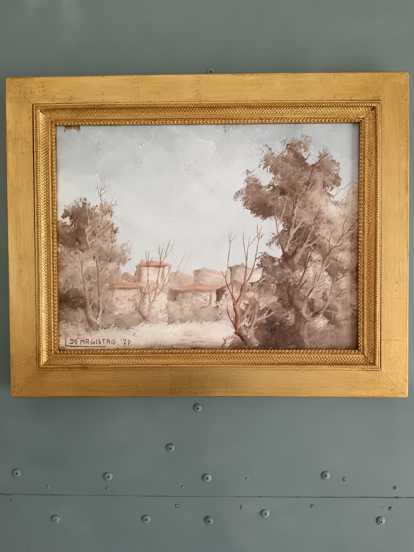 Leonardo De Magistris (1933-2010) – Olio su Tela "Paesaggio con Casolare"