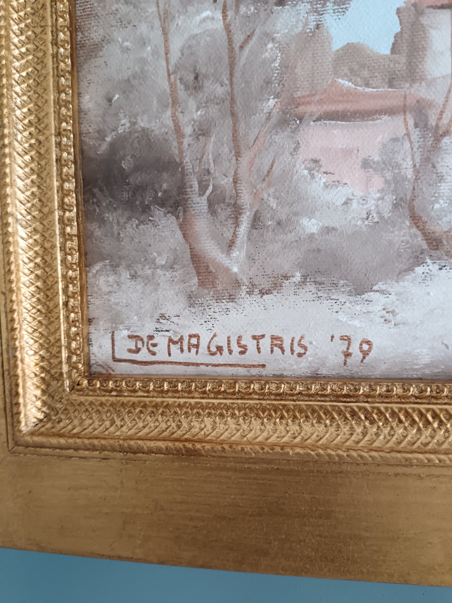 Leonardo De Magistris (1933-2010) – Olio su Tela "Paesaggio con Casolare"