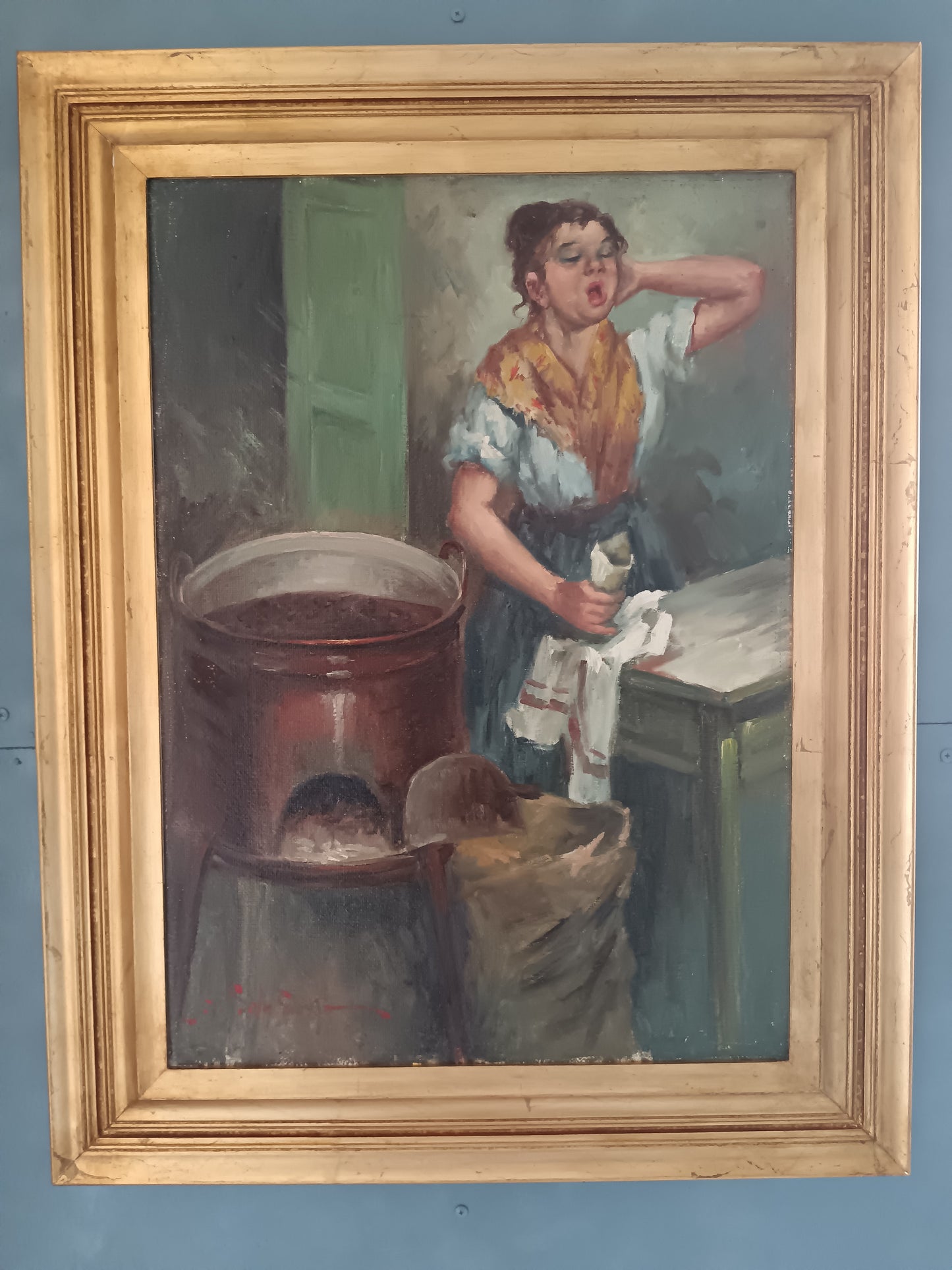 Angelo Sansone Napoli 1949 "La Castagnara" Olio su Tela 70x50 Firmato