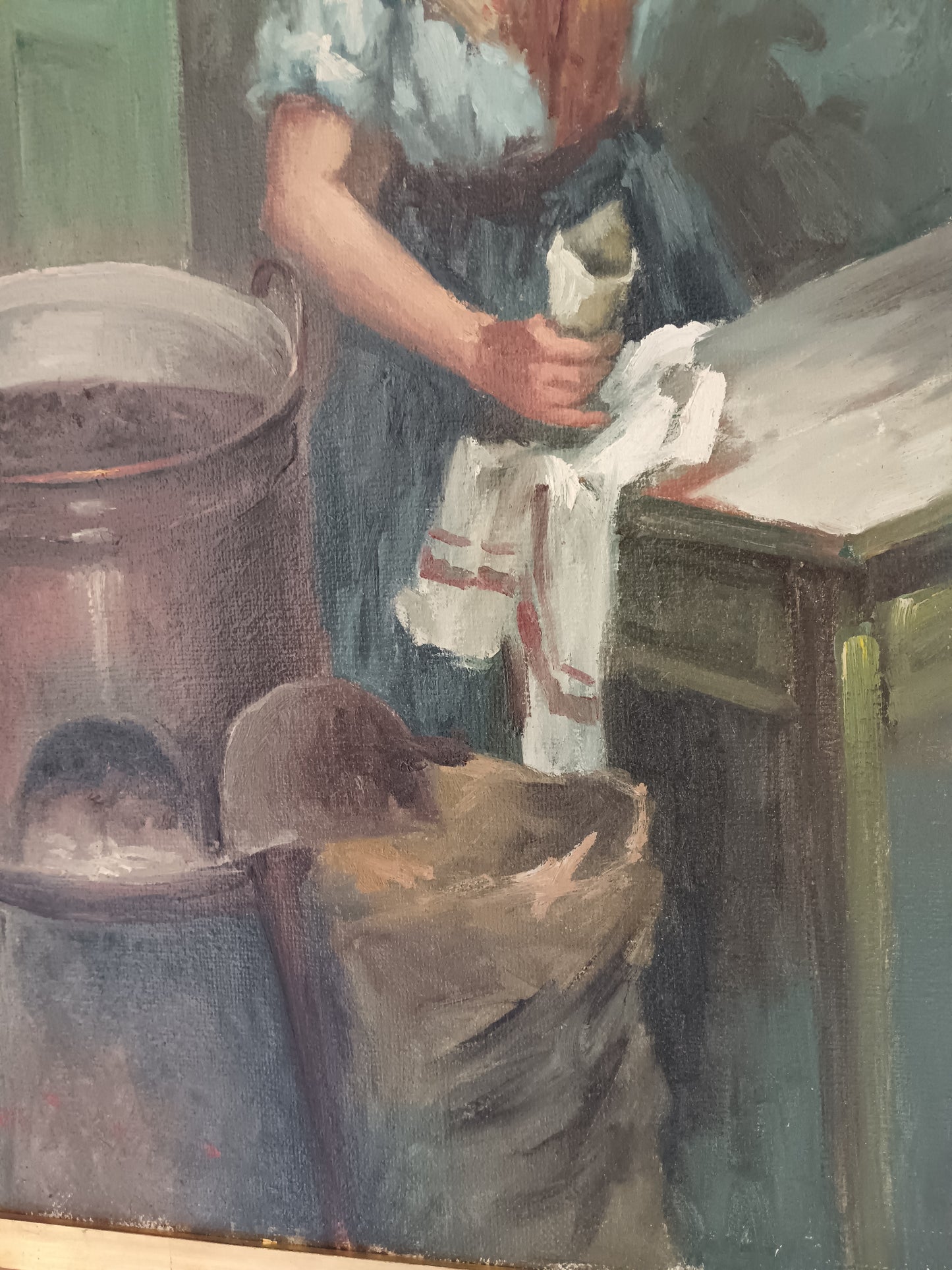 Angelo Sansone Napoli 1949 "La Castagnara" Olio su Tela 70x50 Firmato
