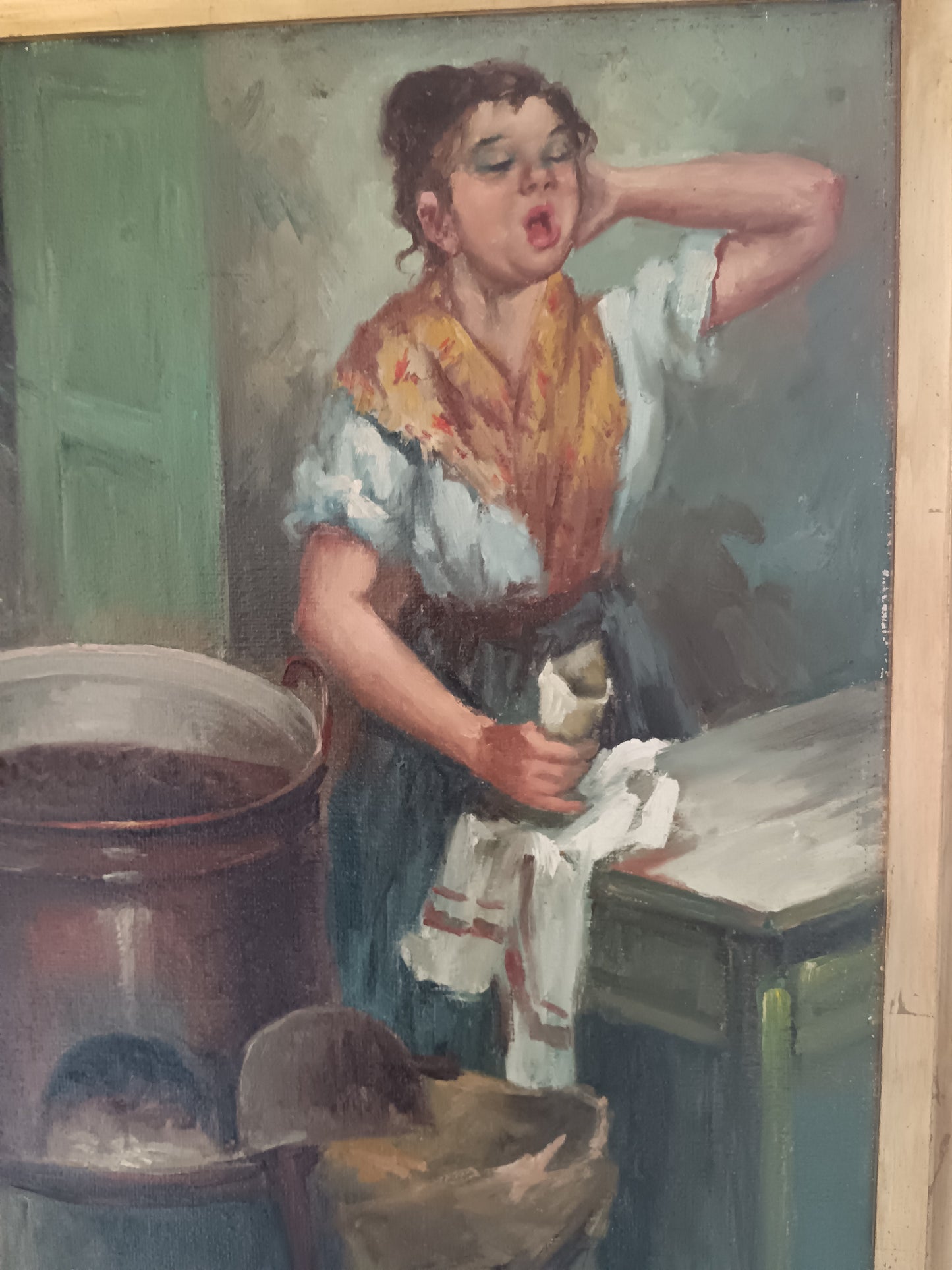 Angelo Sansone Napoli 1949 "La Castagnara" Olio su Tela 70x50 Firmato