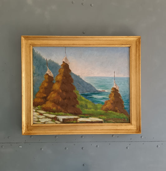 Giuseppe Felice Durando Olio Su Tela Paesaggio Marino Ligure Firmato Datato 1976