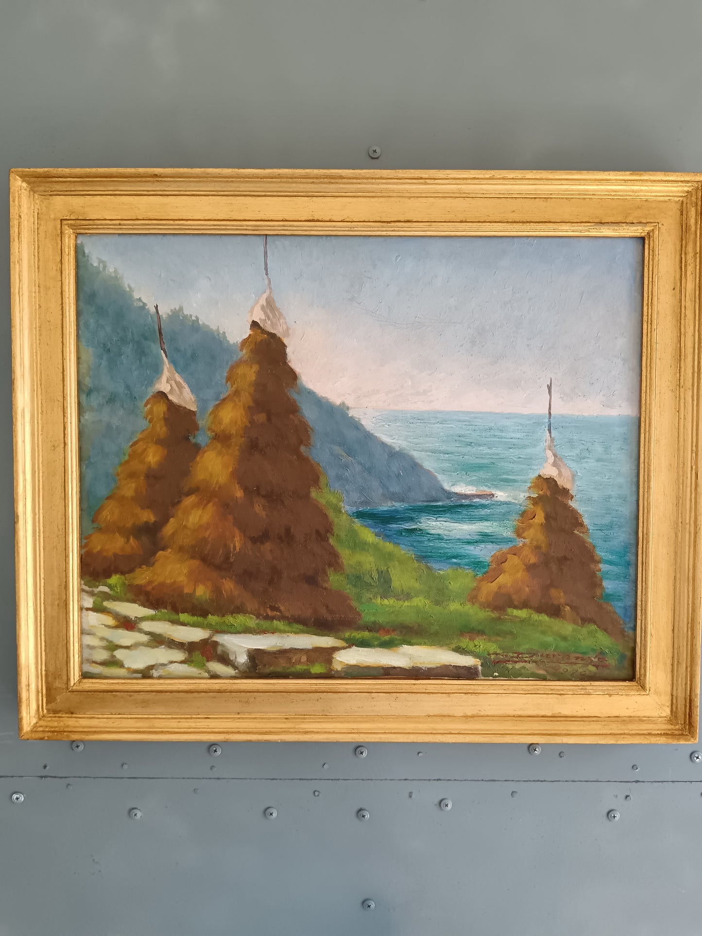 Giuseppe Felice Durando Olio Su Tela Paesaggio Marino Ligure Firmato Datato 1976