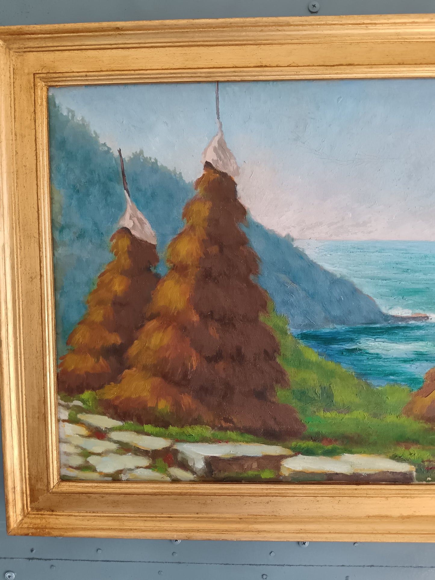 Giuseppe Felice Durando Olio Su Tela Paesaggio Marino Ligure Firmato Datato 1976