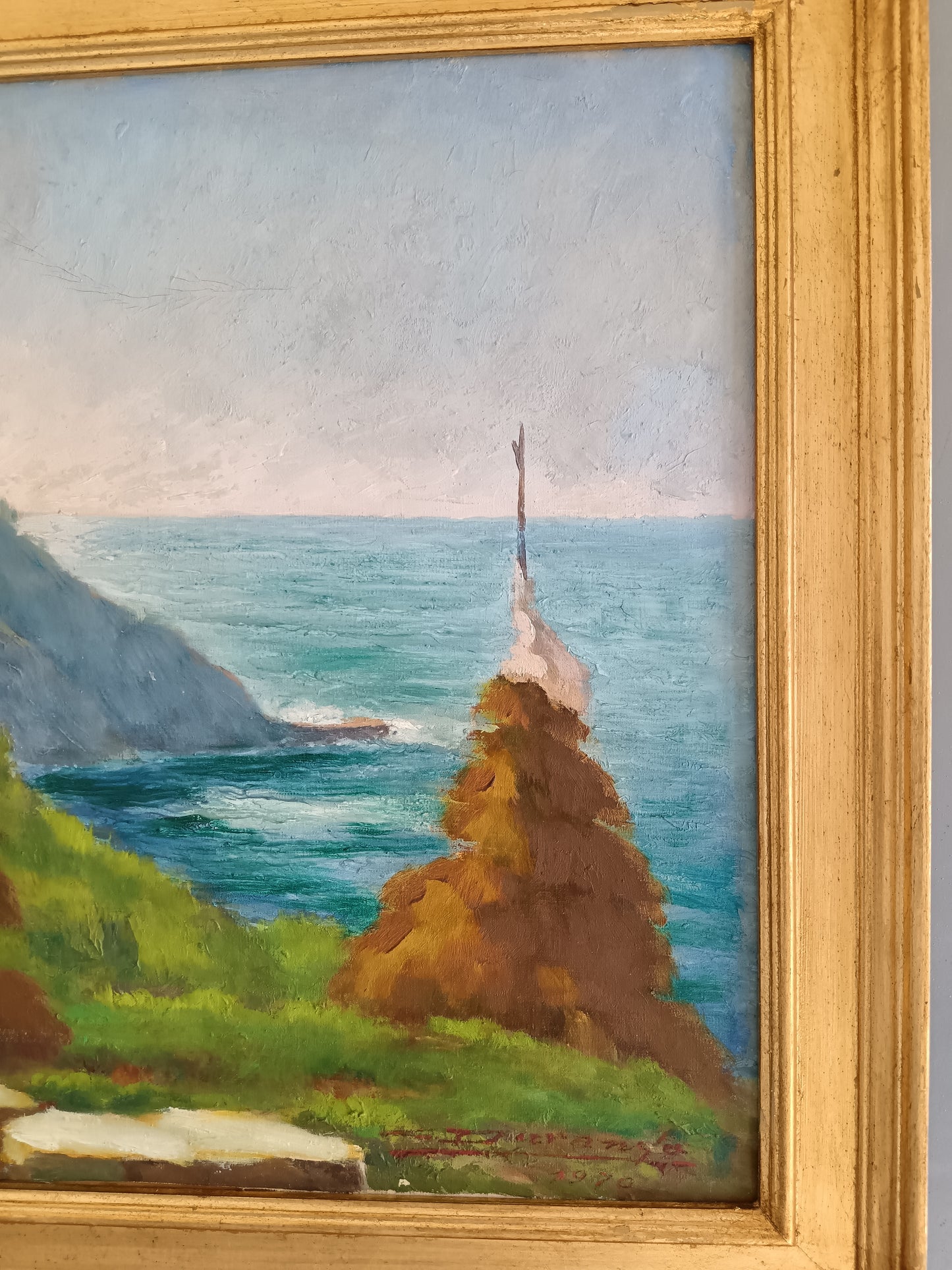 Giuseppe Felice Durando Olio Su Tela Paesaggio Marino Ligure Firmato Datato 1976