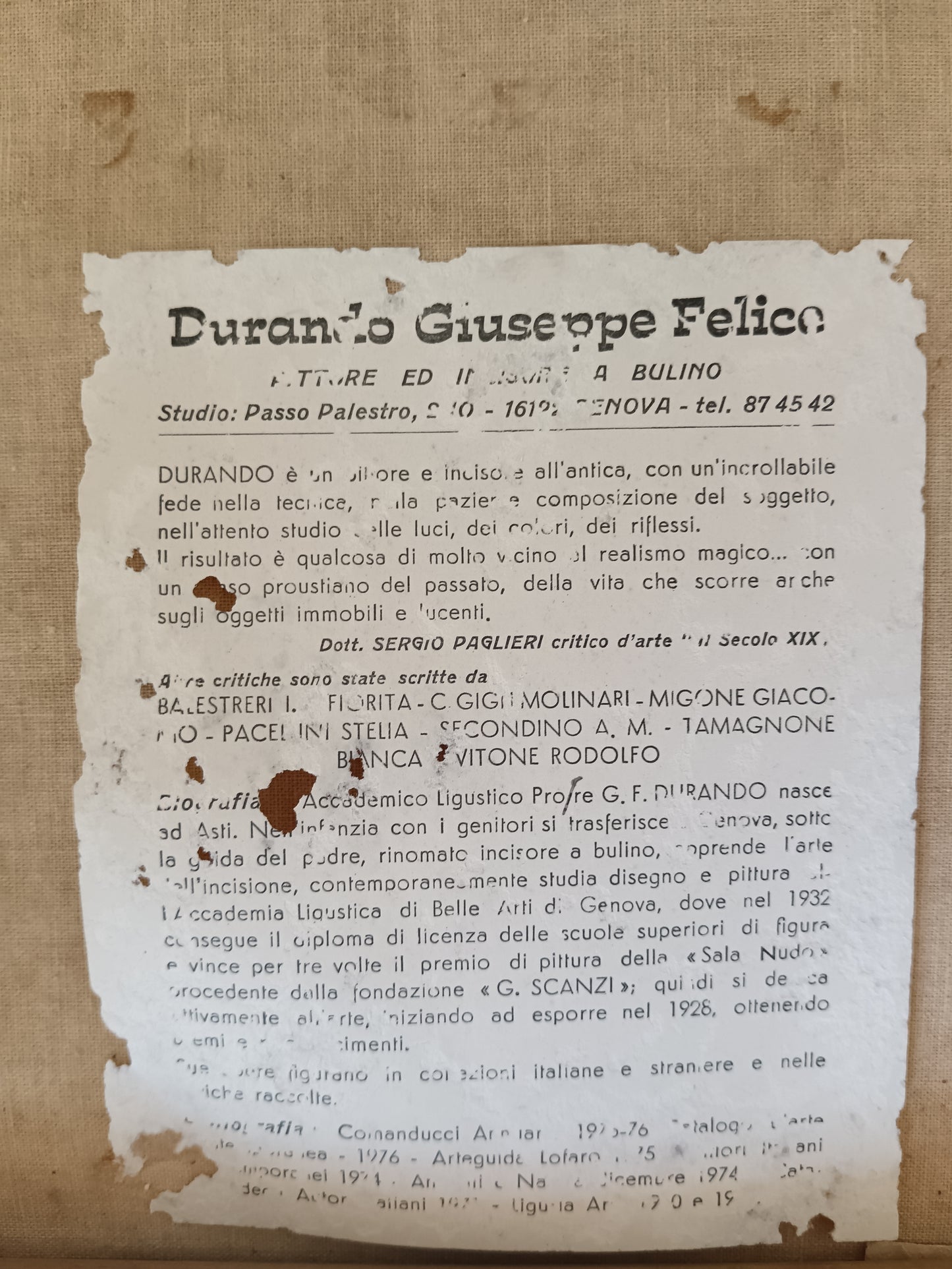 Giuseppe Felice Durando Olio Su Tela Paesaggio Marino Ligure Firmato Datato 1976