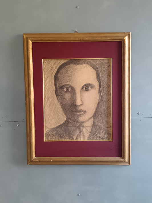 Pino Ponti (1905-1999) Ritratto Maschile 1931 Matita su Cartoncino Firmato e Datato