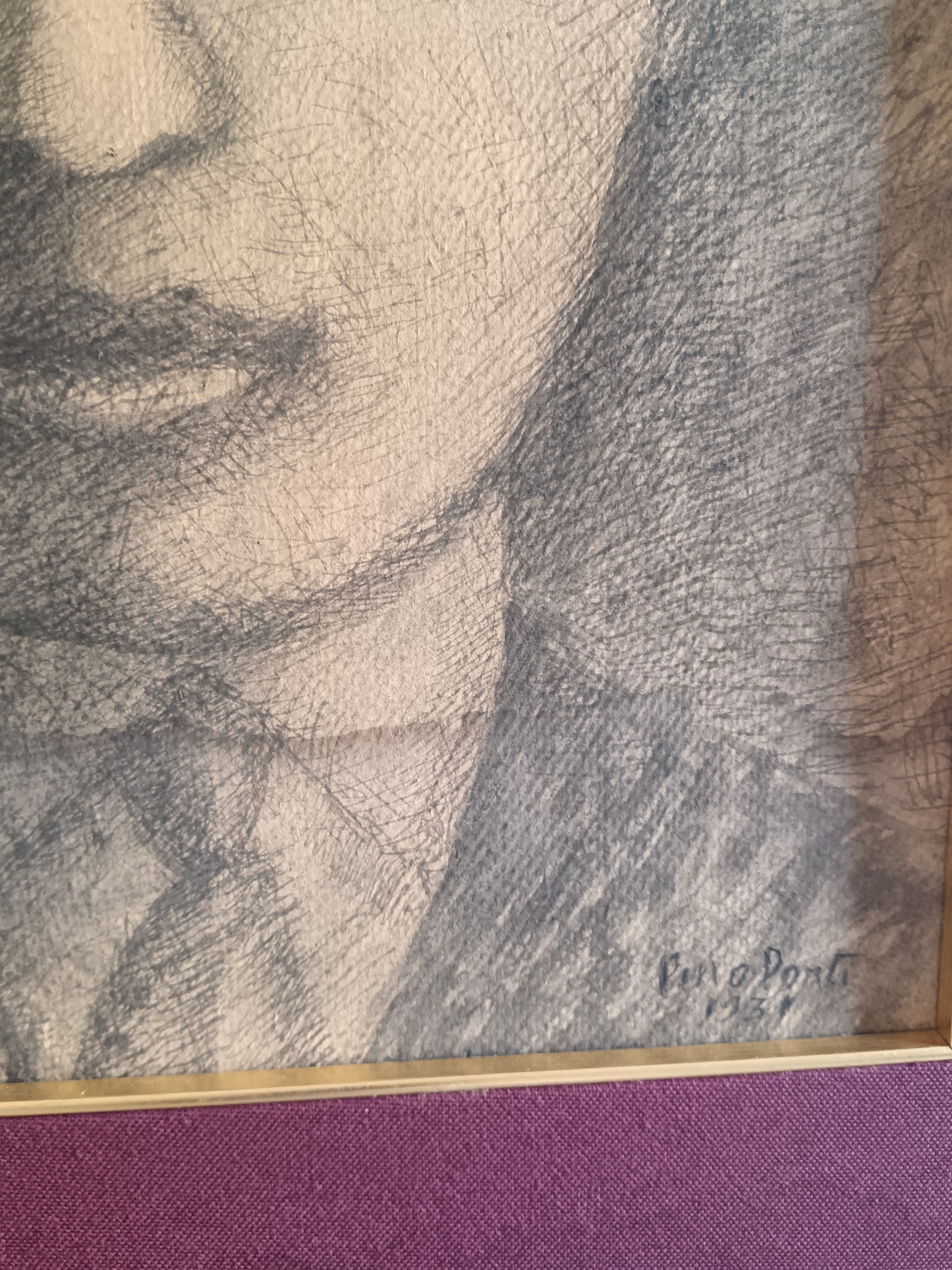 Pino Ponti (1905-1999) Ritratto Maschile 1931 Matita su Cartoncino Firmato e Datato