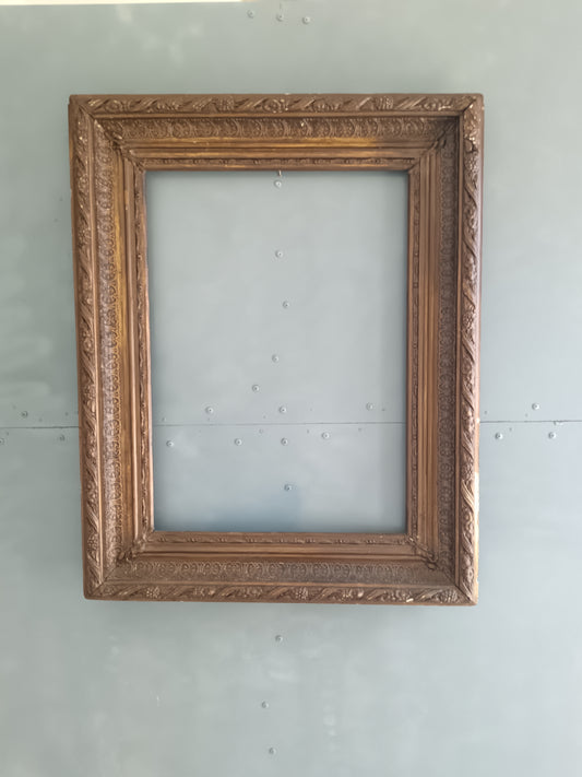 Grande Cornice Antica Fine '800 Legno Intagliato Dorato 91x71 cm Stile Rinascimento