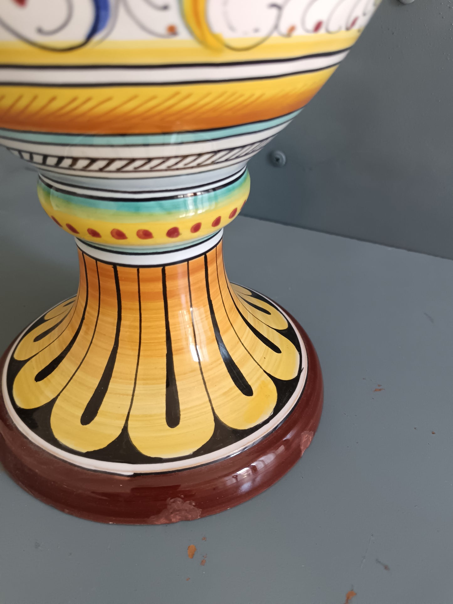 Grande Anfora Fratelli Mari Deruta H 45 cm Maiolica Artistica Dipinta a Mano Manici Serpente