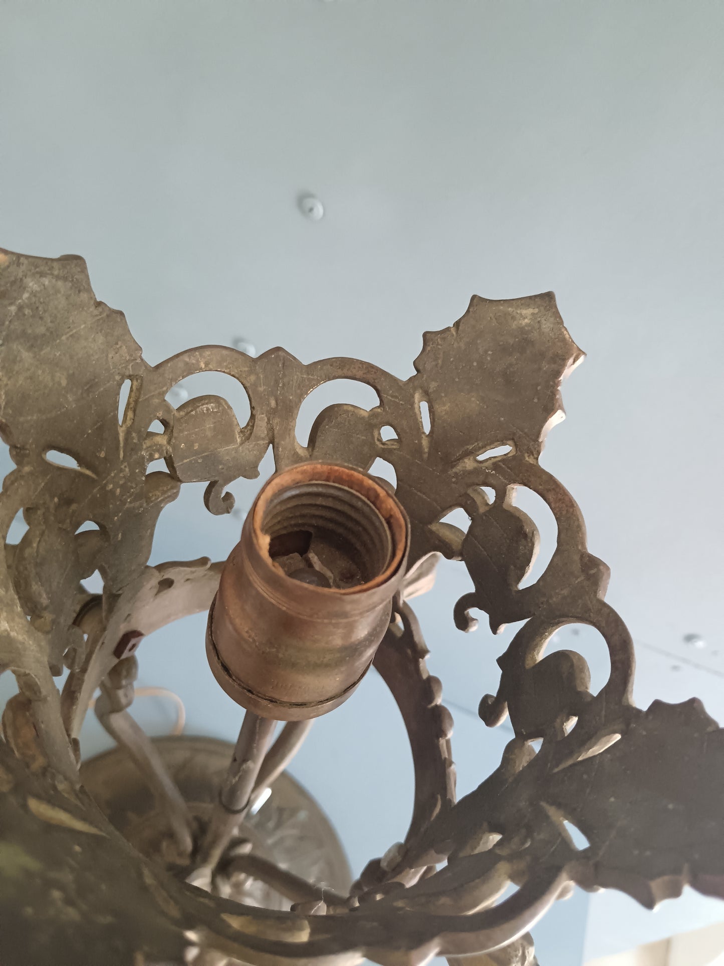 Antica Lampada Bronzo Dorato Neogotica Neorinascimentale Fine XIX Secolo H49
